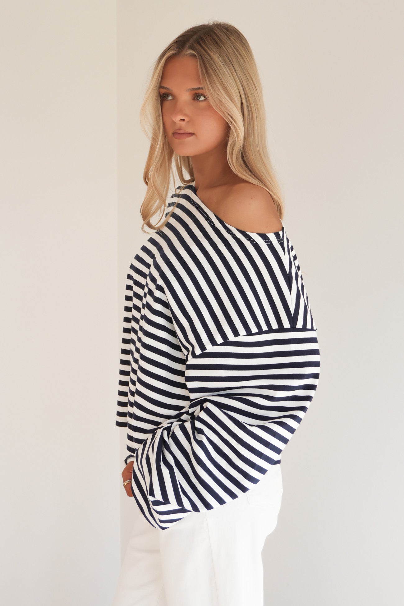 Monika Long Sleeve Tee Navy Stripe