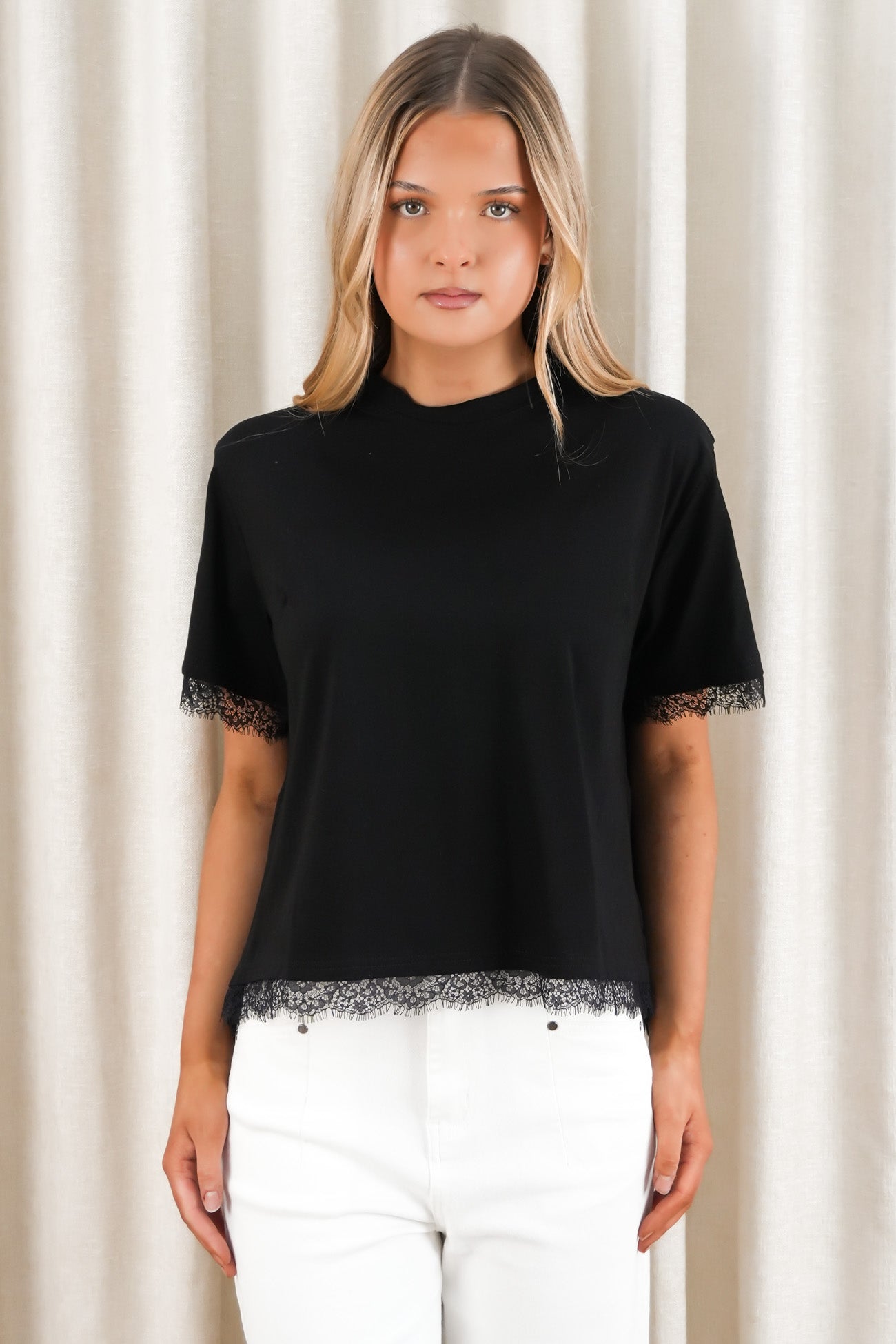 Morgan Lace Tee Black