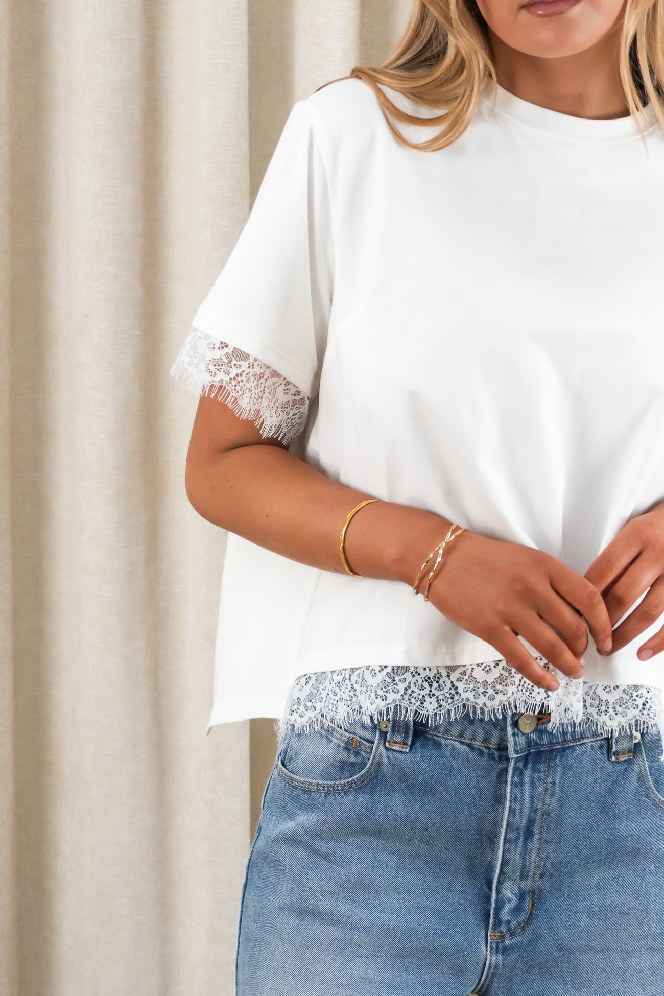 Morgan Lace Tee White