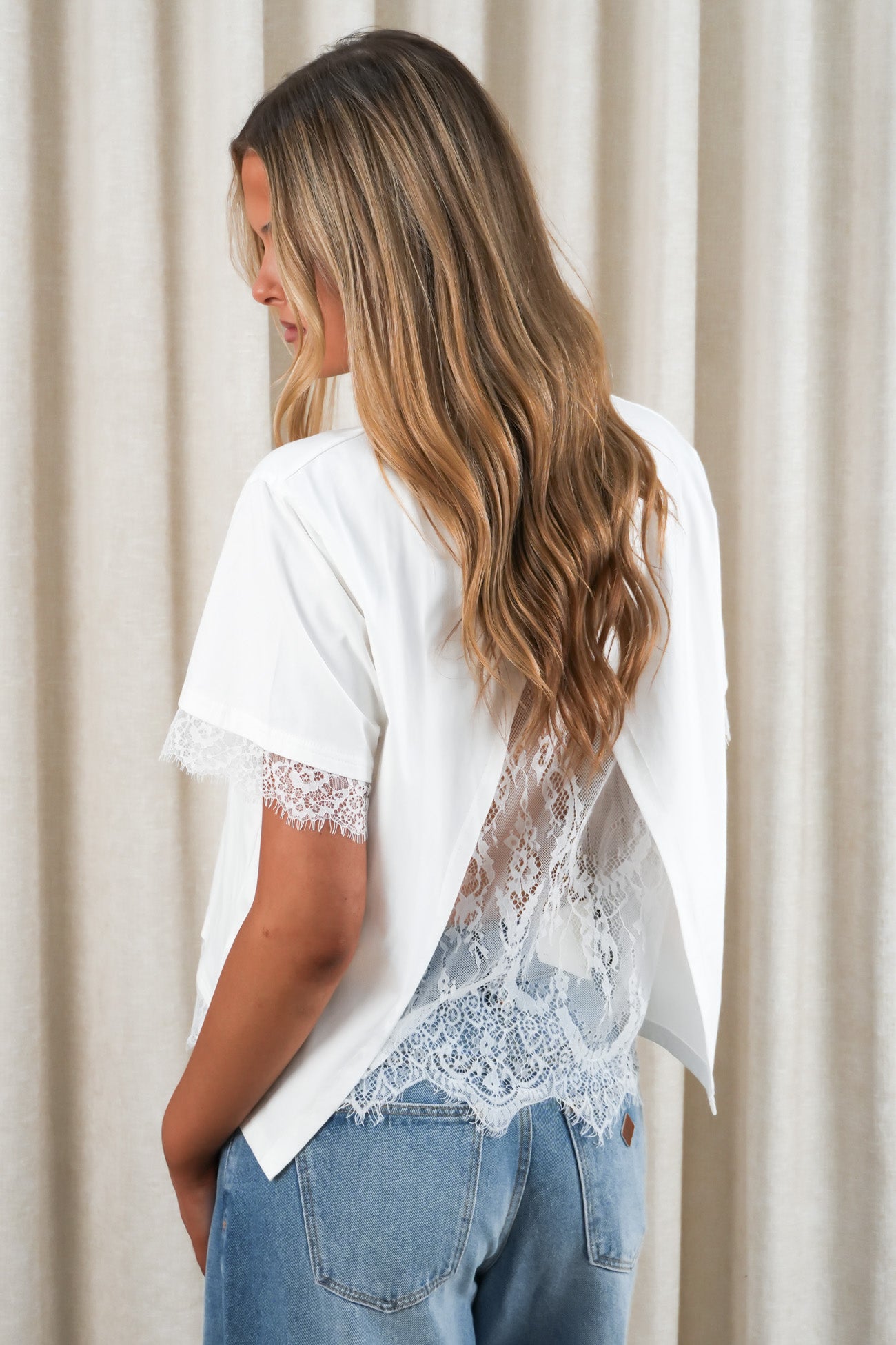 Morgan Lace Tee White