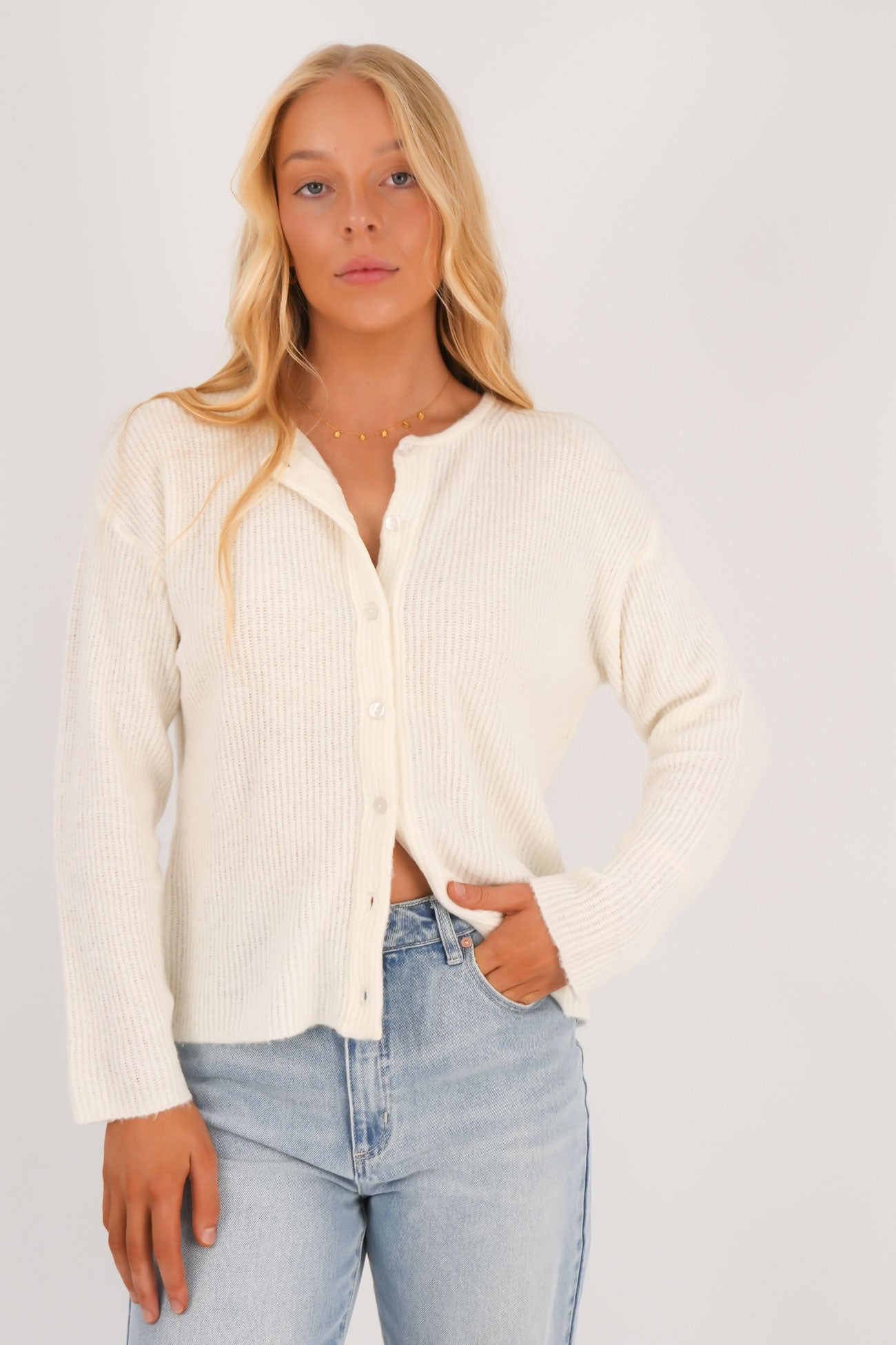 Murphy Knit Cardi Vintage White