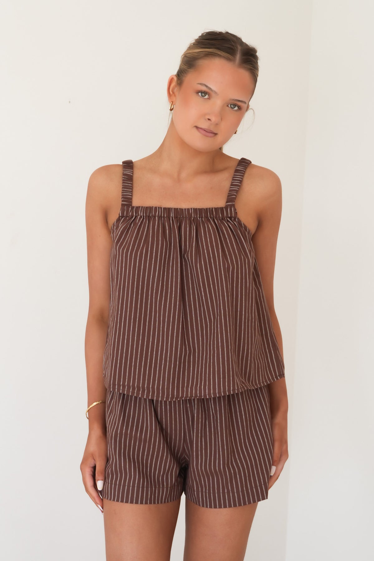 Myla Stripe Top Brown