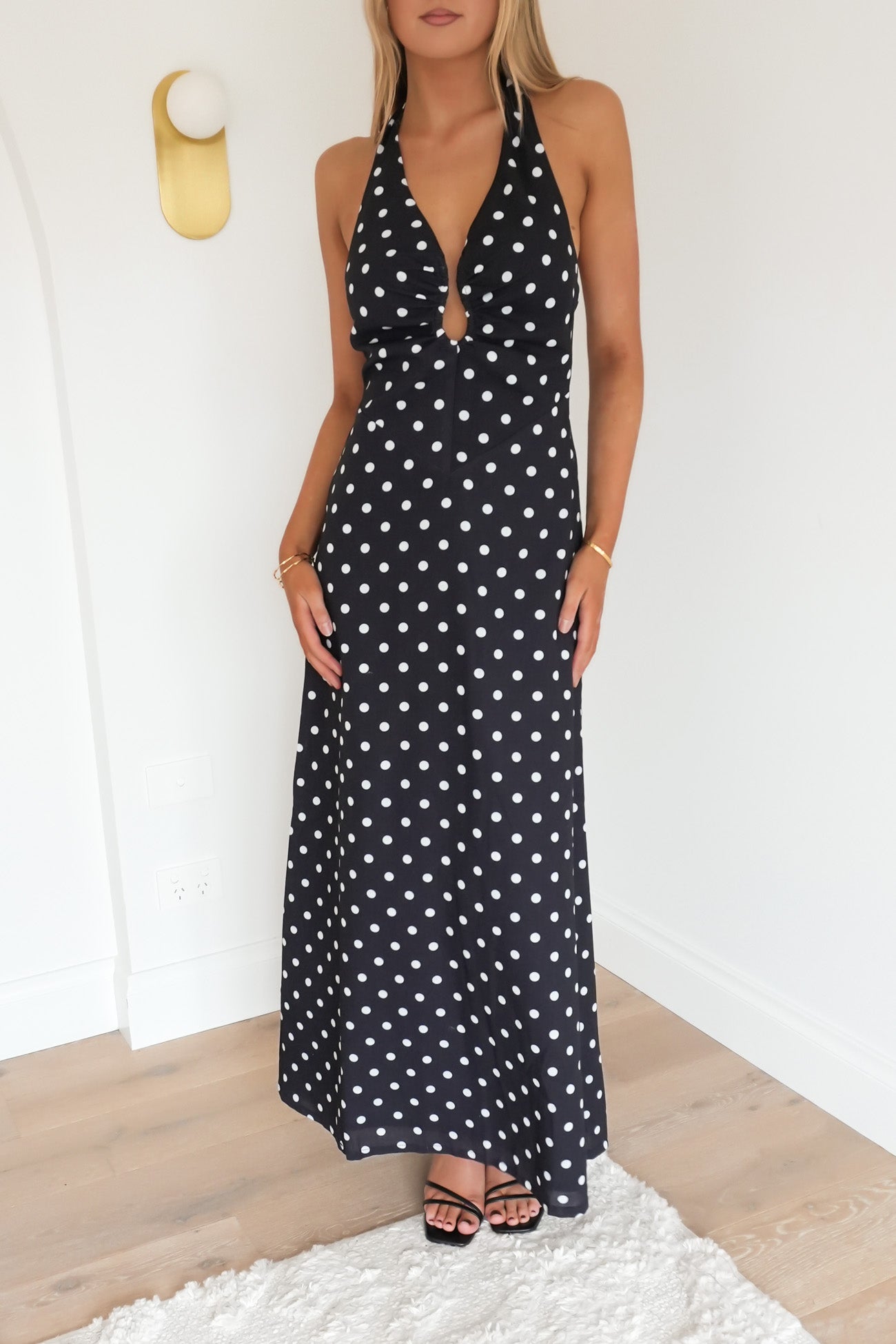Myles Maxi Dress Black Polka Dot