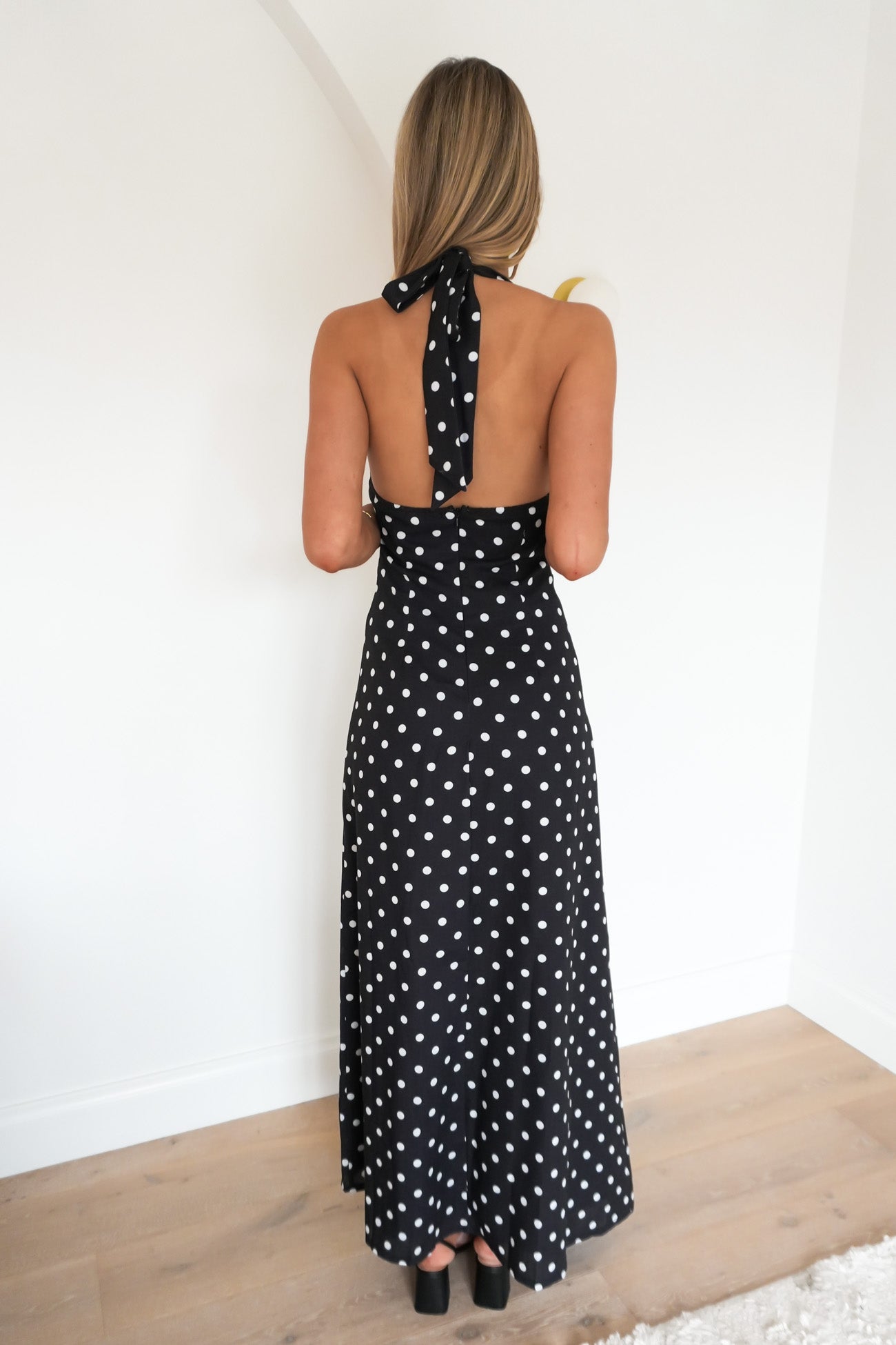 Myles Maxi Dress Black Polka Dot