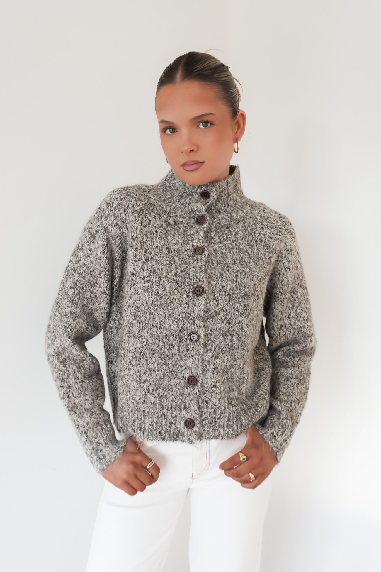 Naika Cardigan Mocha Speckle