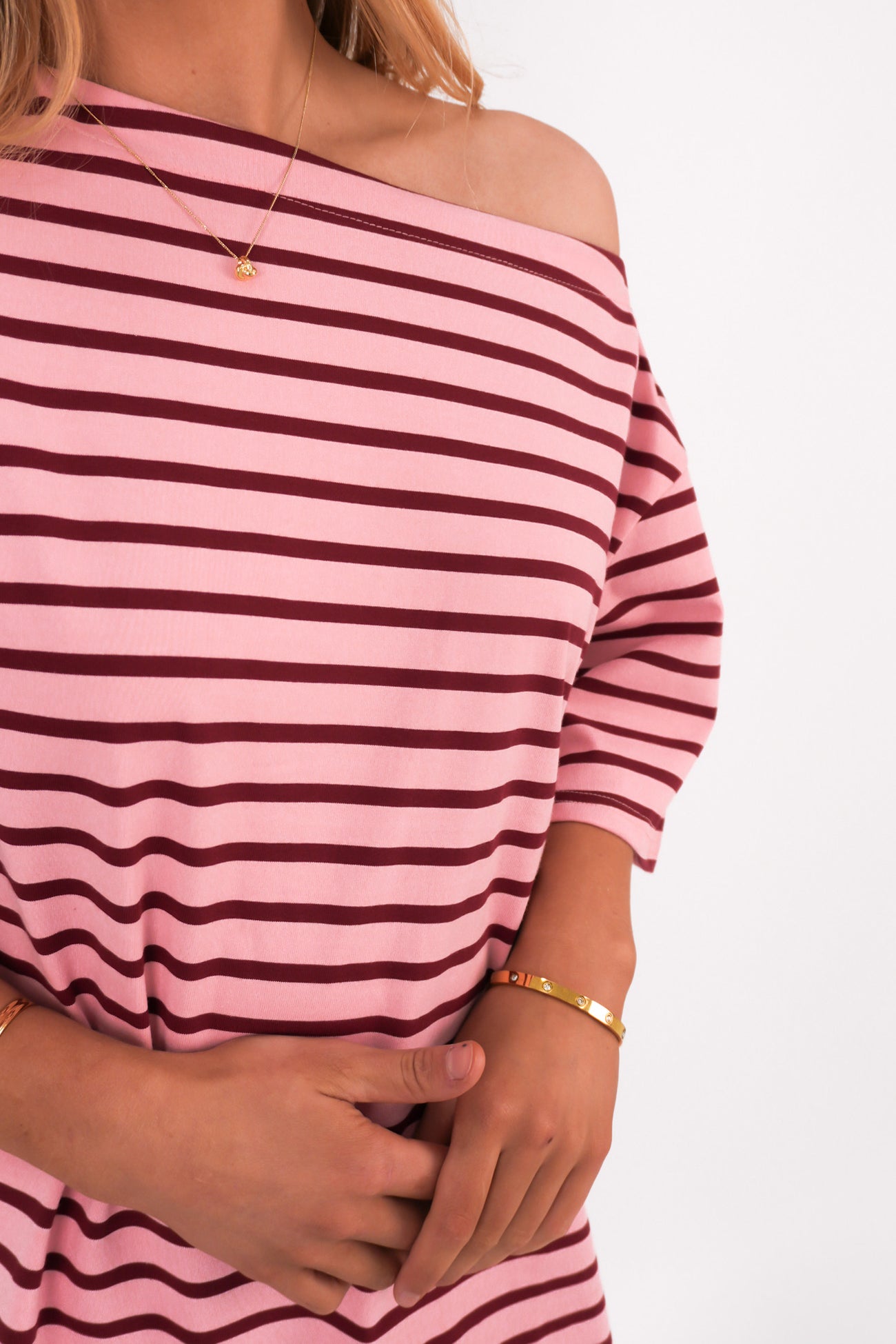 Neave Tee Burgundy Stripe