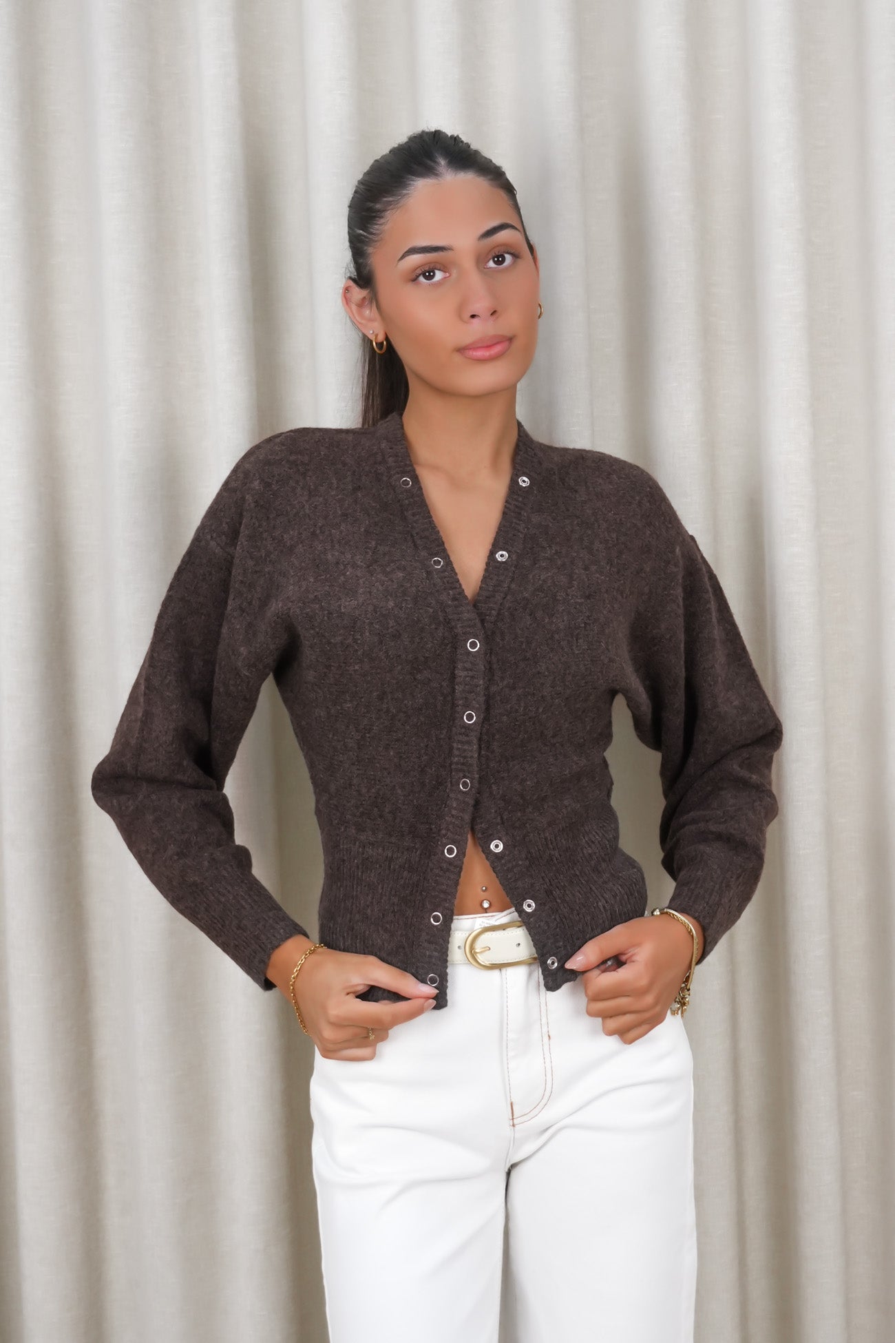 Nelly Knit Cardi Brown