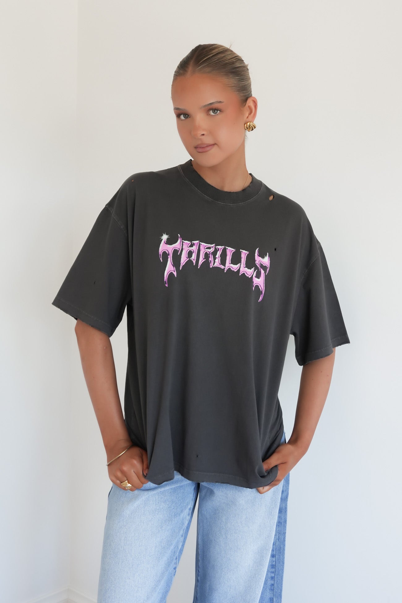 Neon Metal Oversized Tee Merch Black