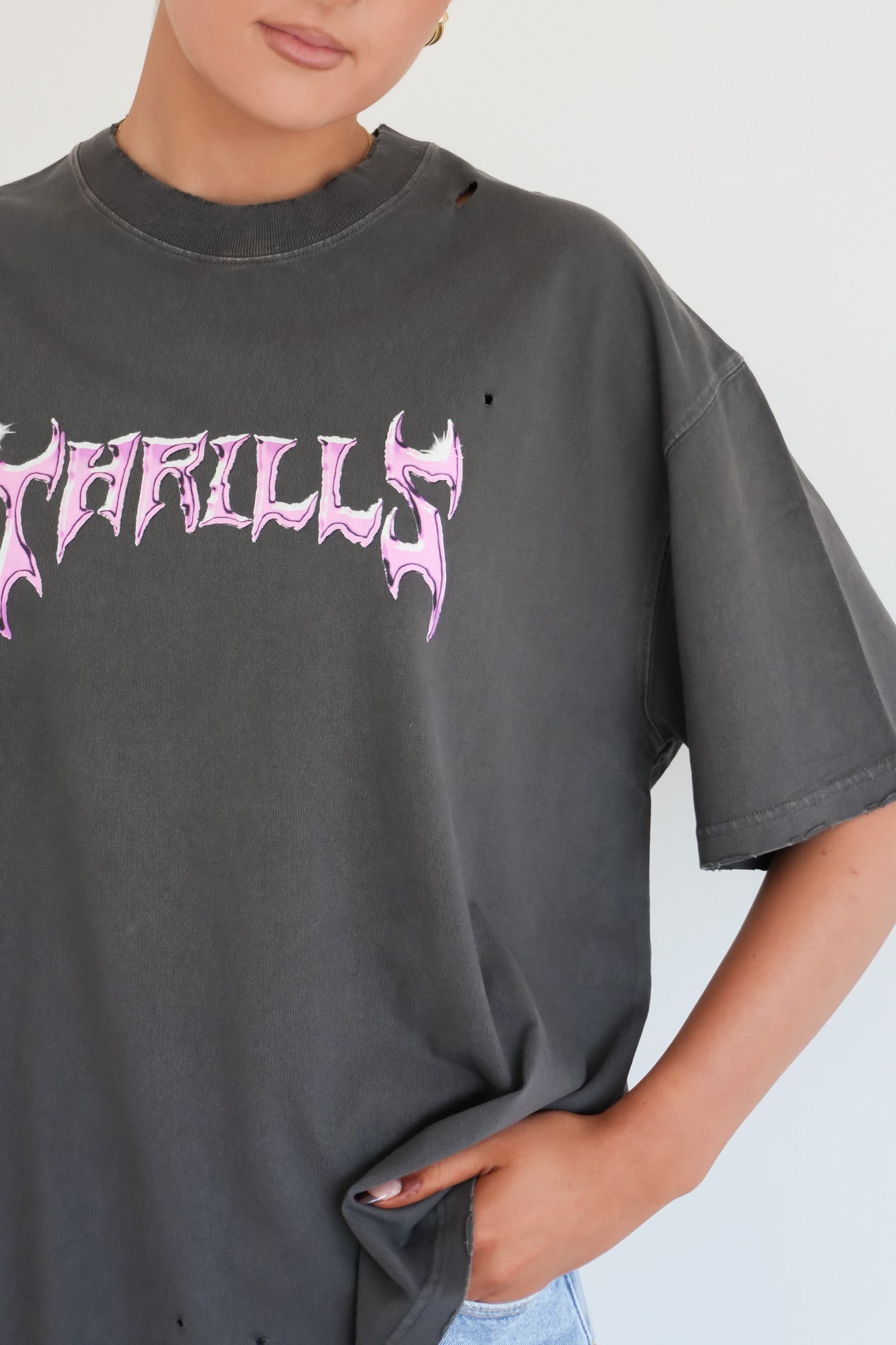 Neon Metal Oversized Tee Merch Black