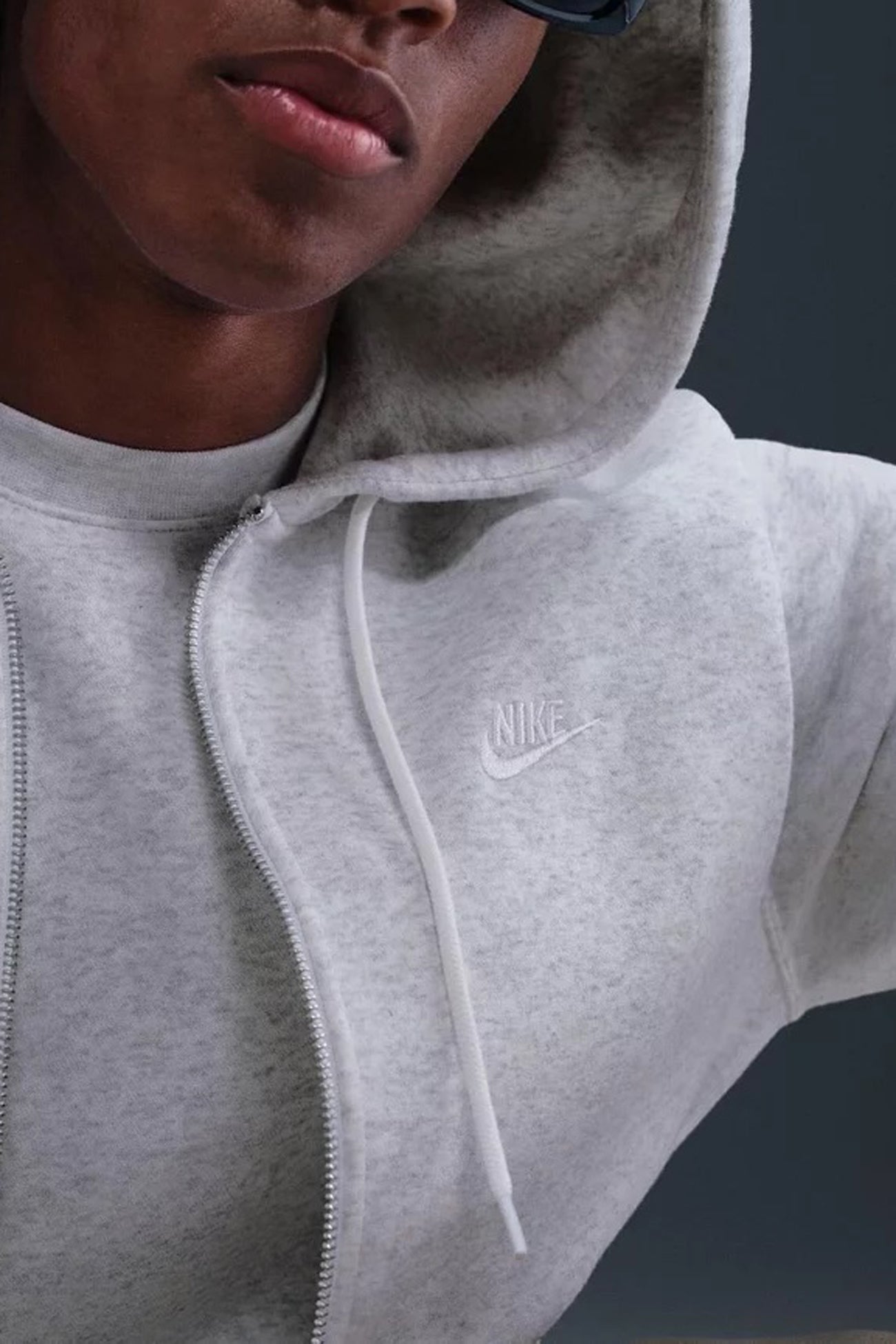 Nike Club Full-Zip Fleece Hoodie Birch Heather White