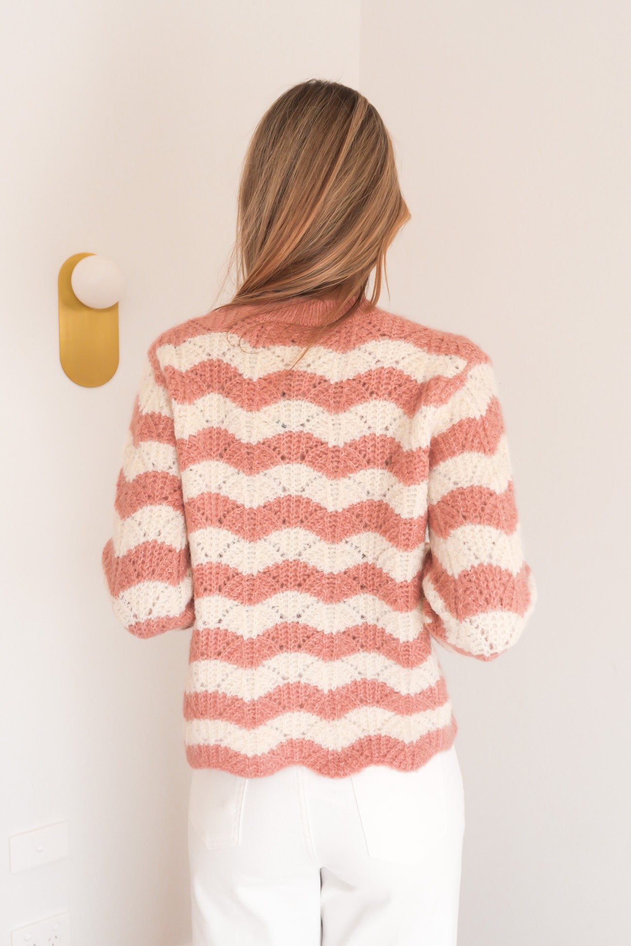 Nikkita Wavy Stripe Knit Cream Pink
