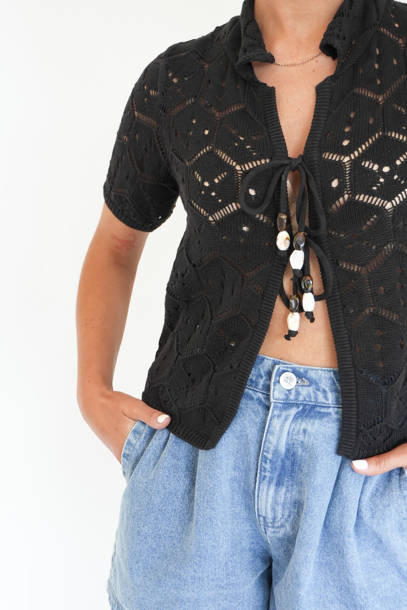 Nina Crochet Top Black