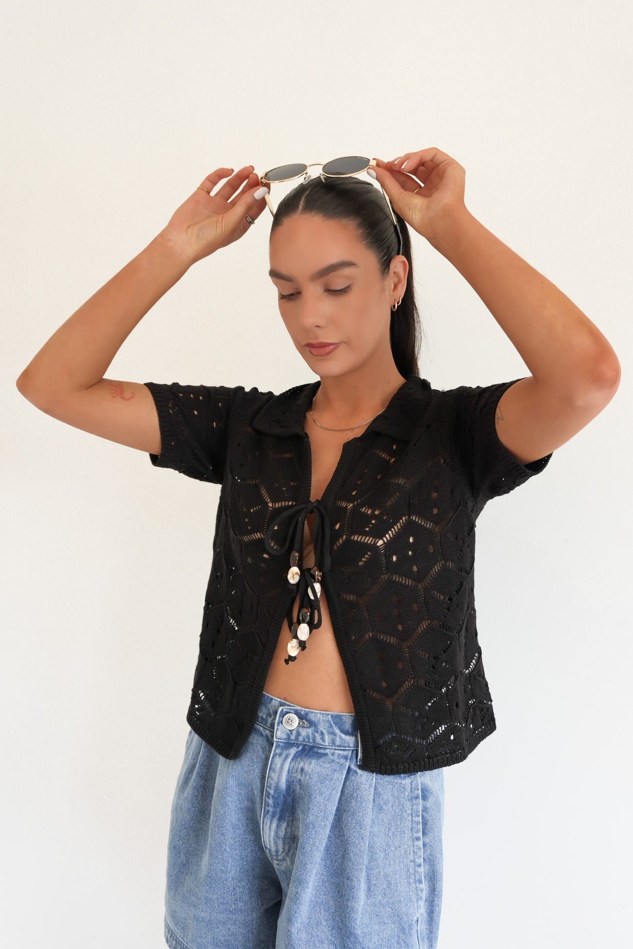 Nina Crochet Top Black