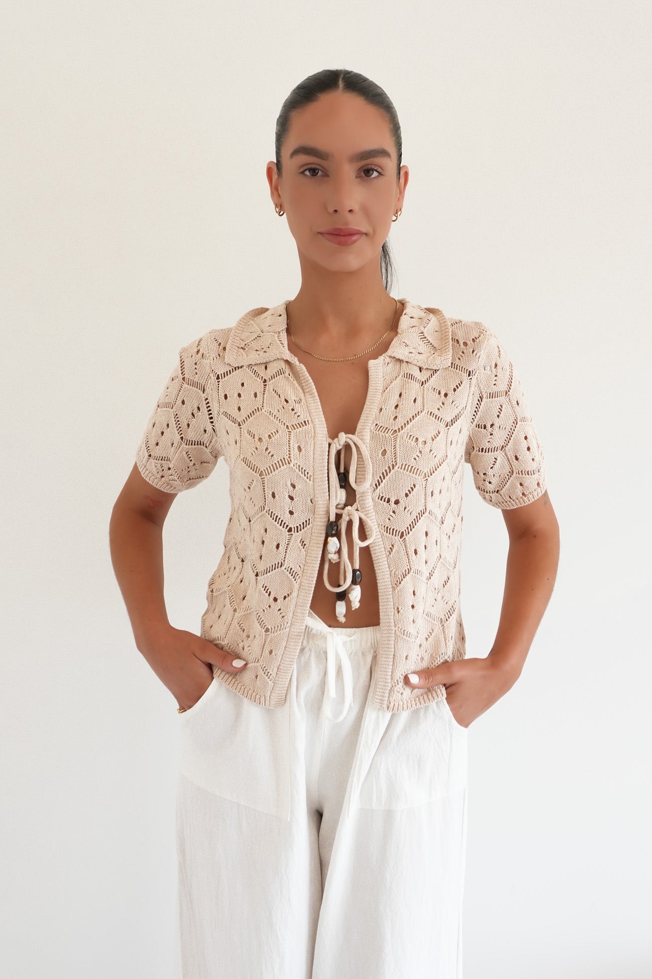 Nina Crochet Top Natural