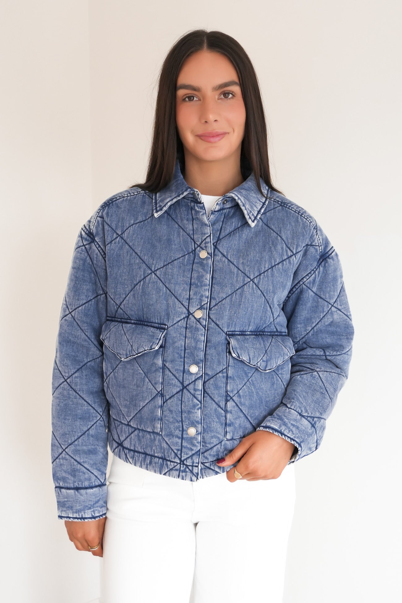 OC Ramps Quilted Jacket Worn Light Blue