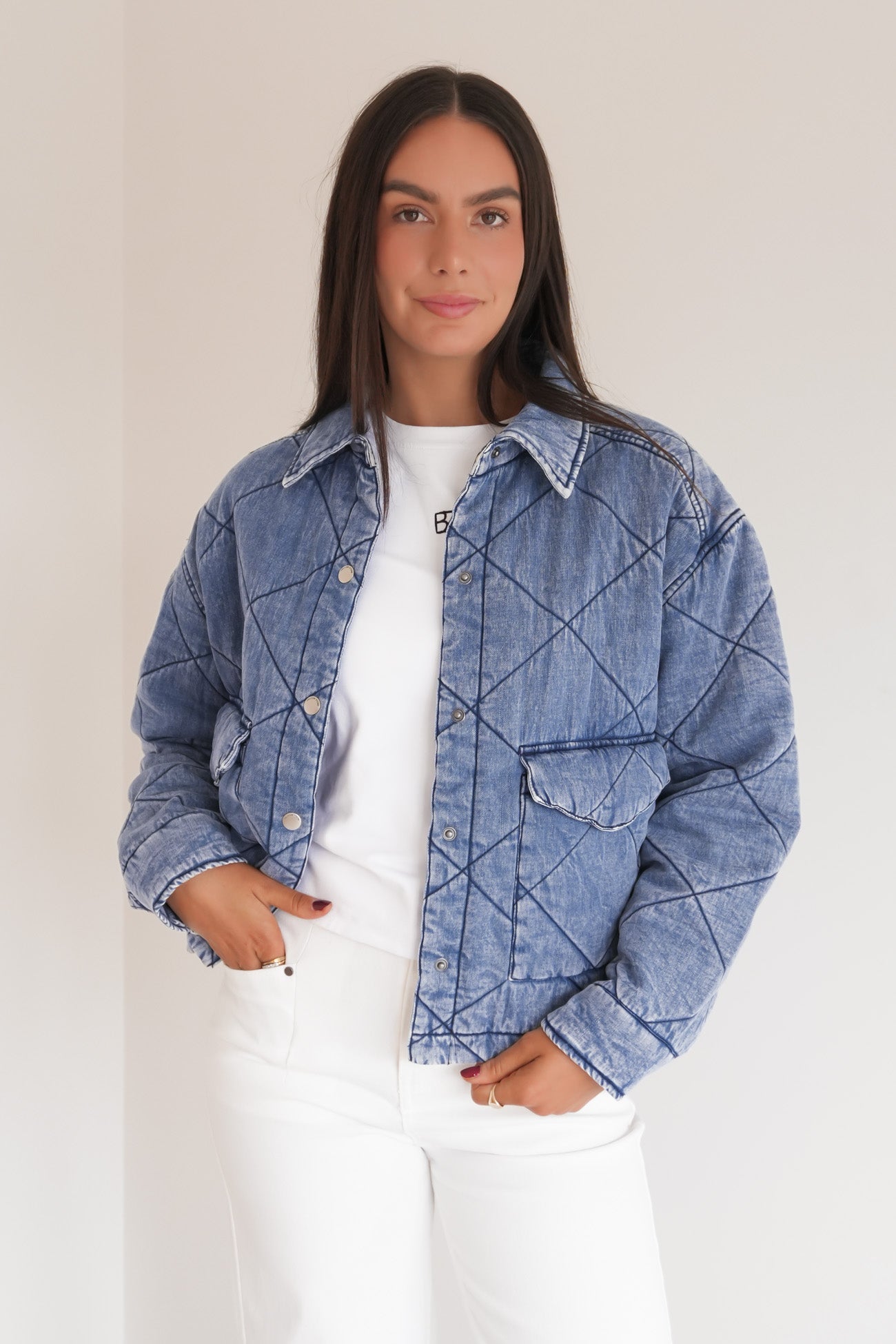 OC Ramps Quilted Jacket Worn Light Blue