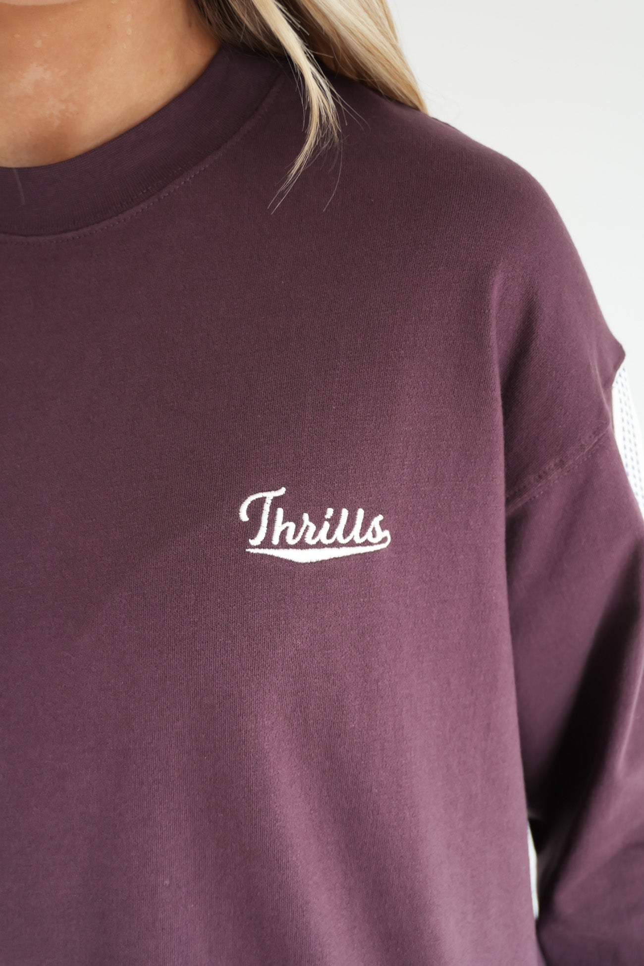 Off Track Long Sleeve Oversized Tee Aubergine