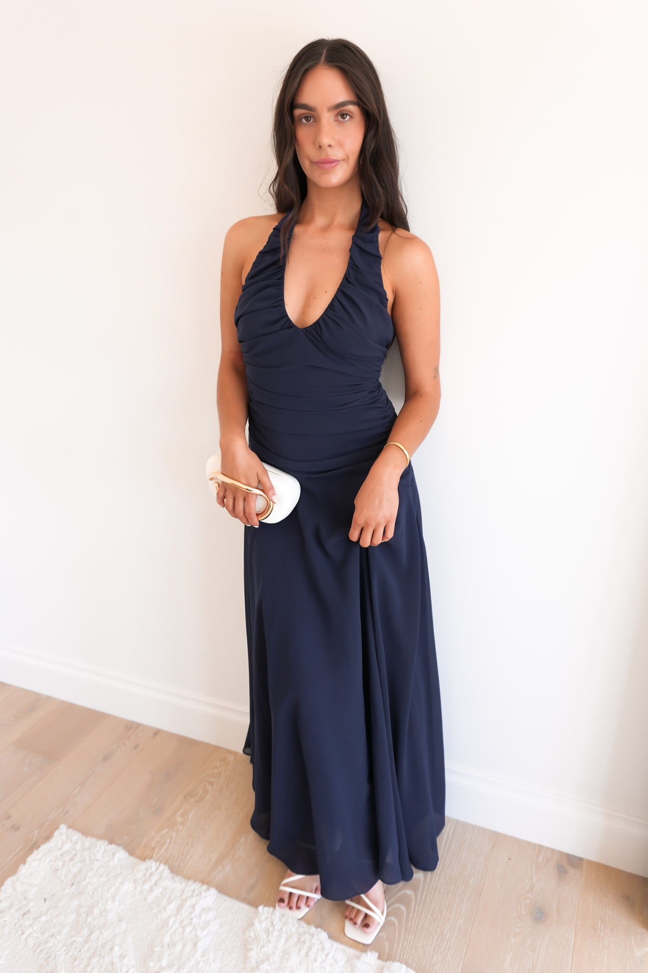 Olivah Halter Maxi Dress Navy