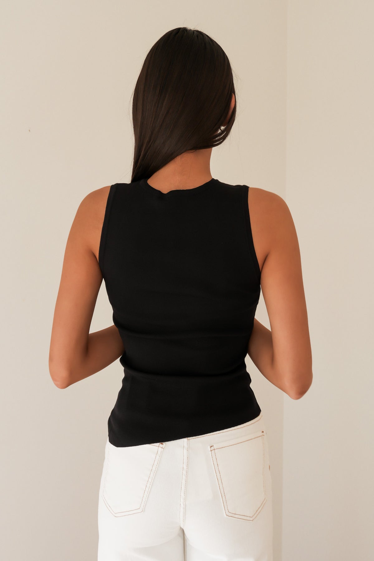 Ollie Button Down Knit Tank Black