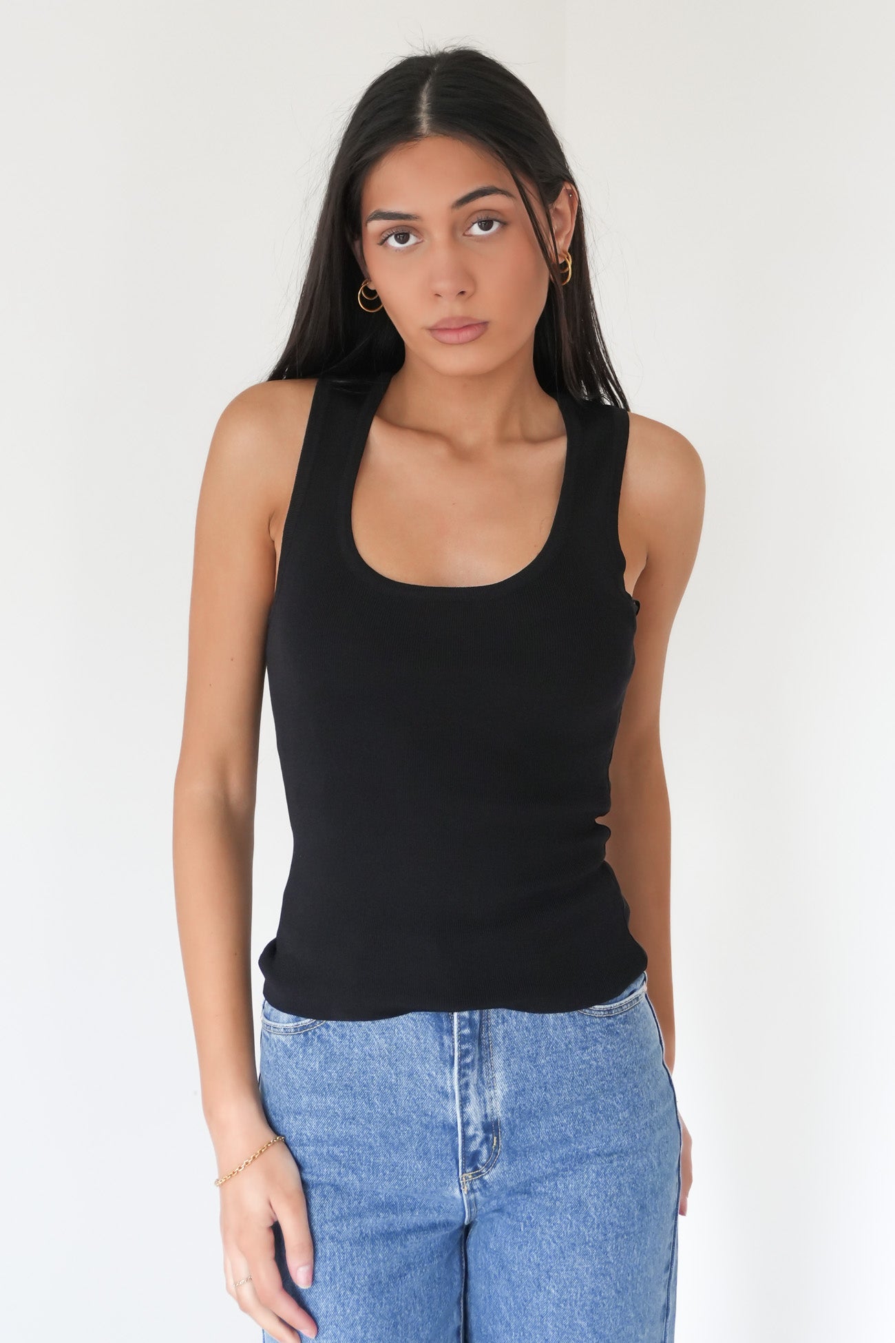 Ollie Scoop Knit Tank Black