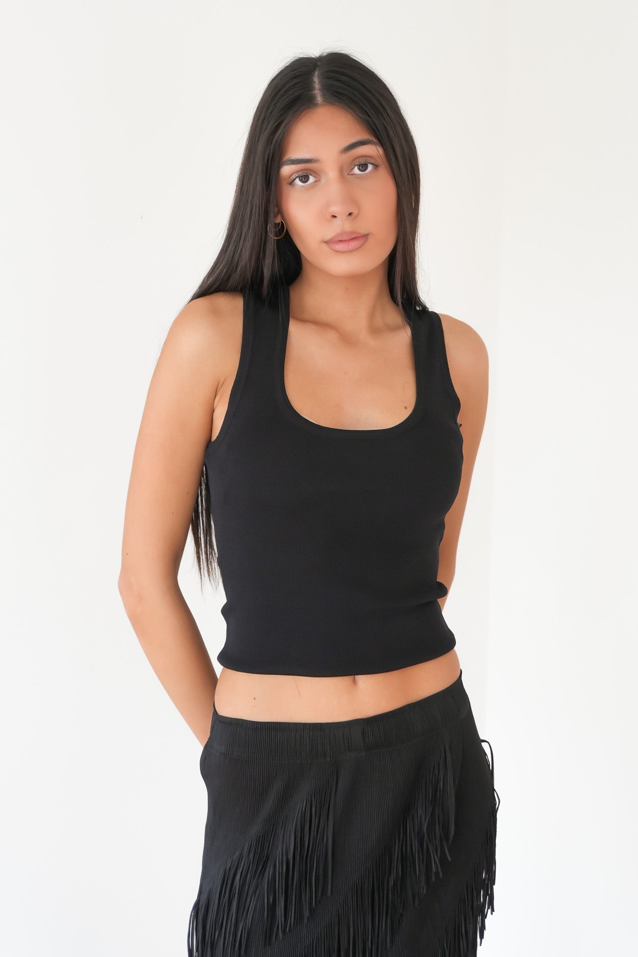 Ollie Scoop Knit Tank Black