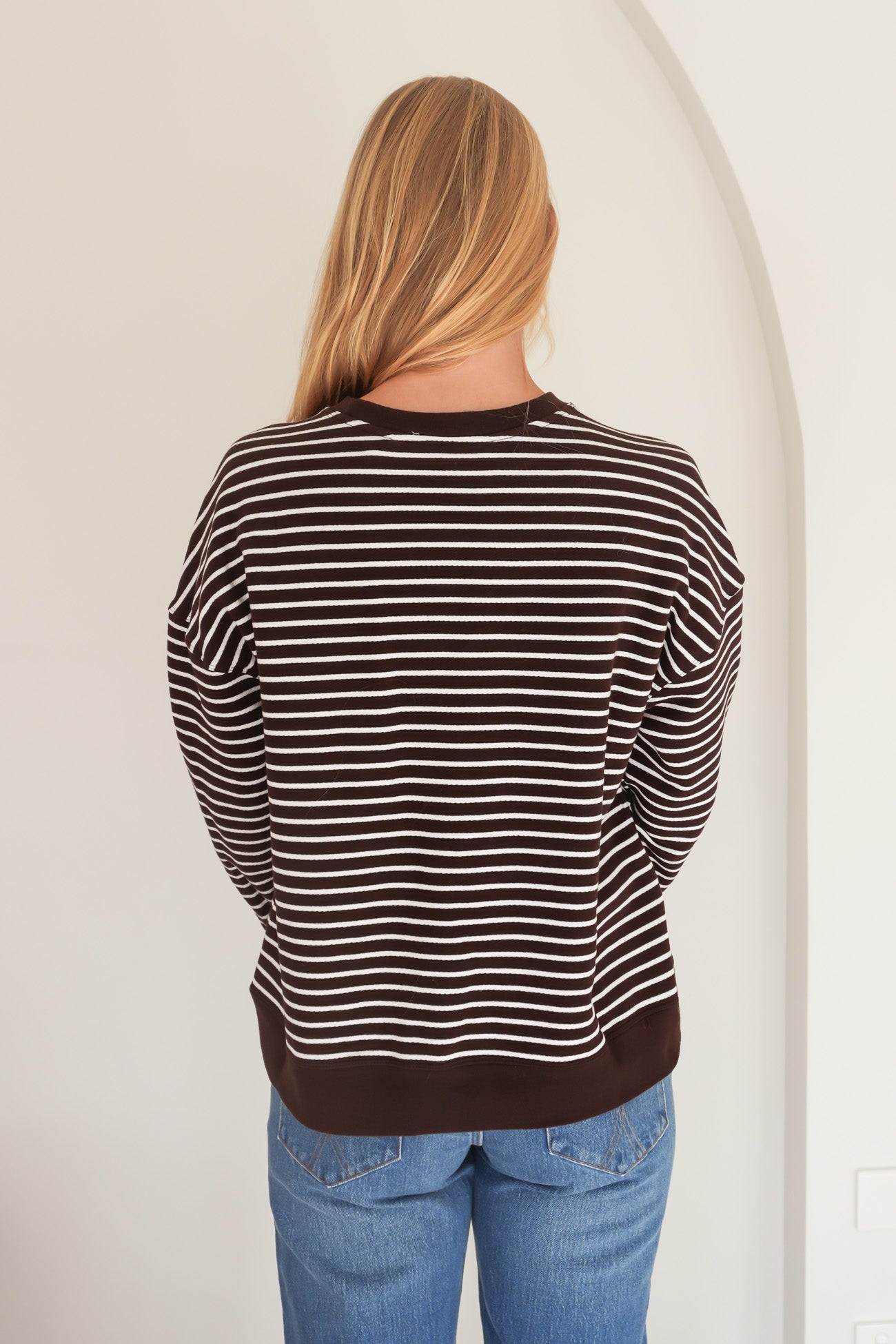 Original Stripe Crew Coffee White