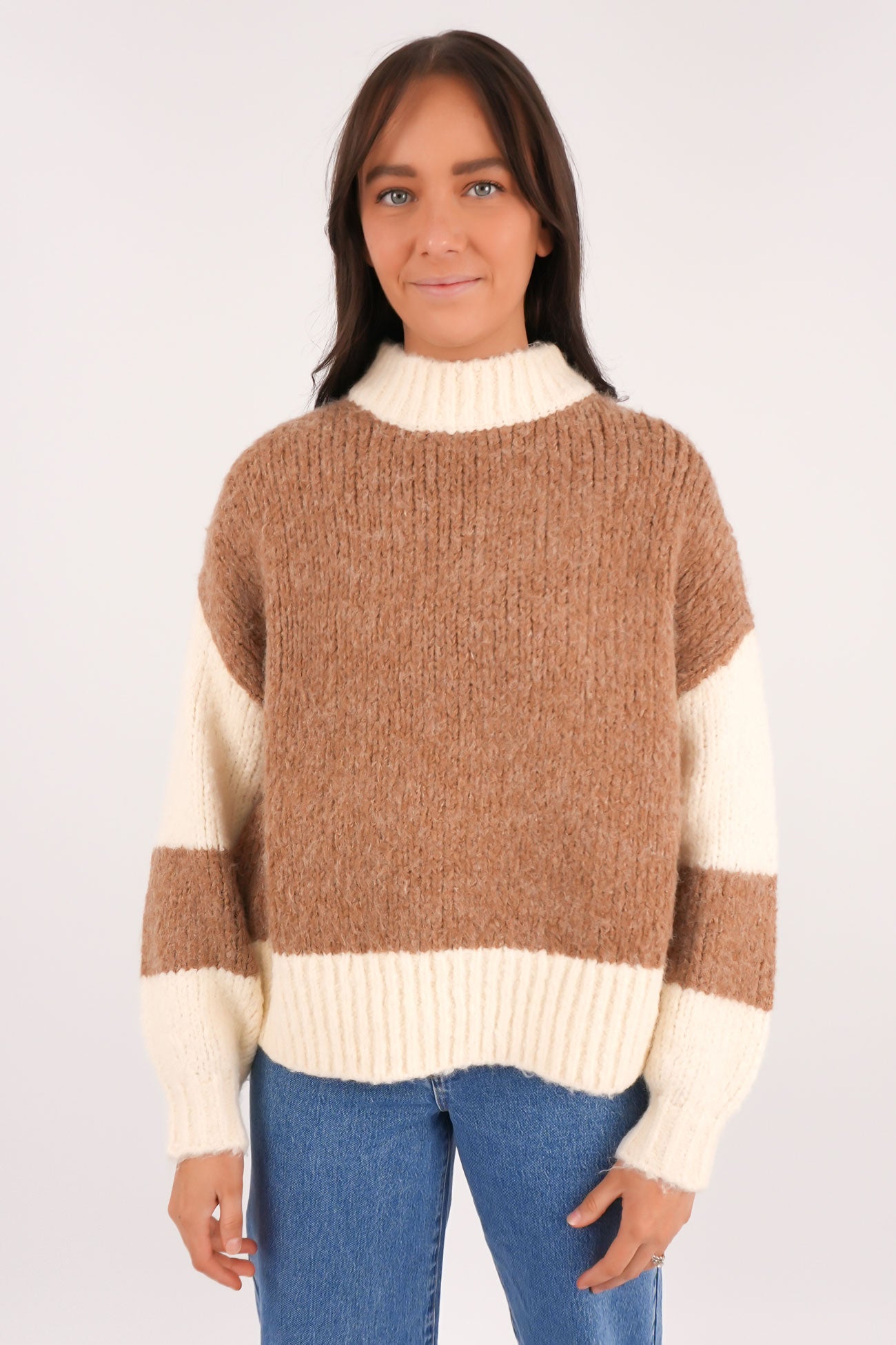 Otis Knit Jumper Brown Cream