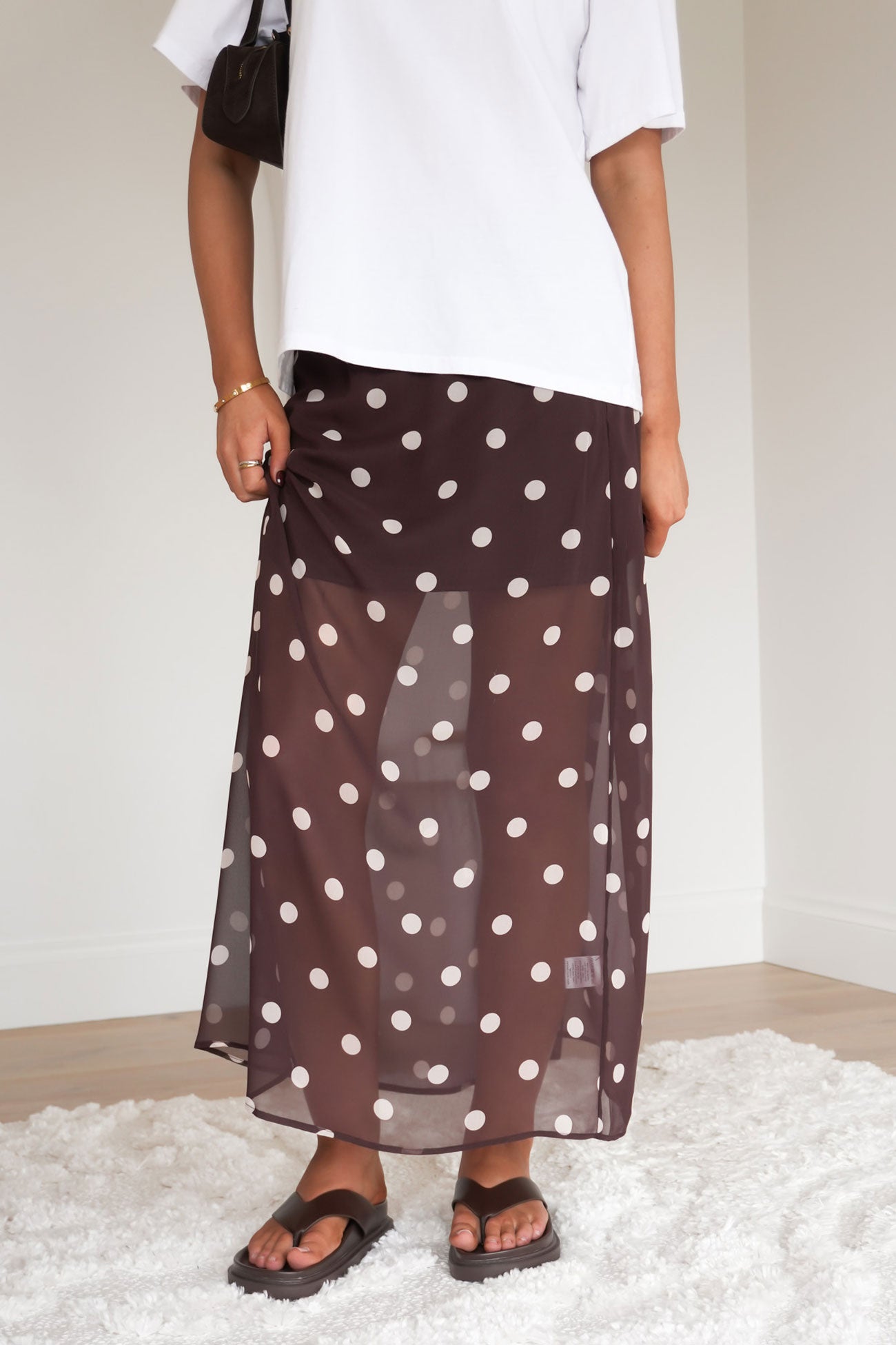 Paddy Maxi Skirt Chocolate Polka Dot
