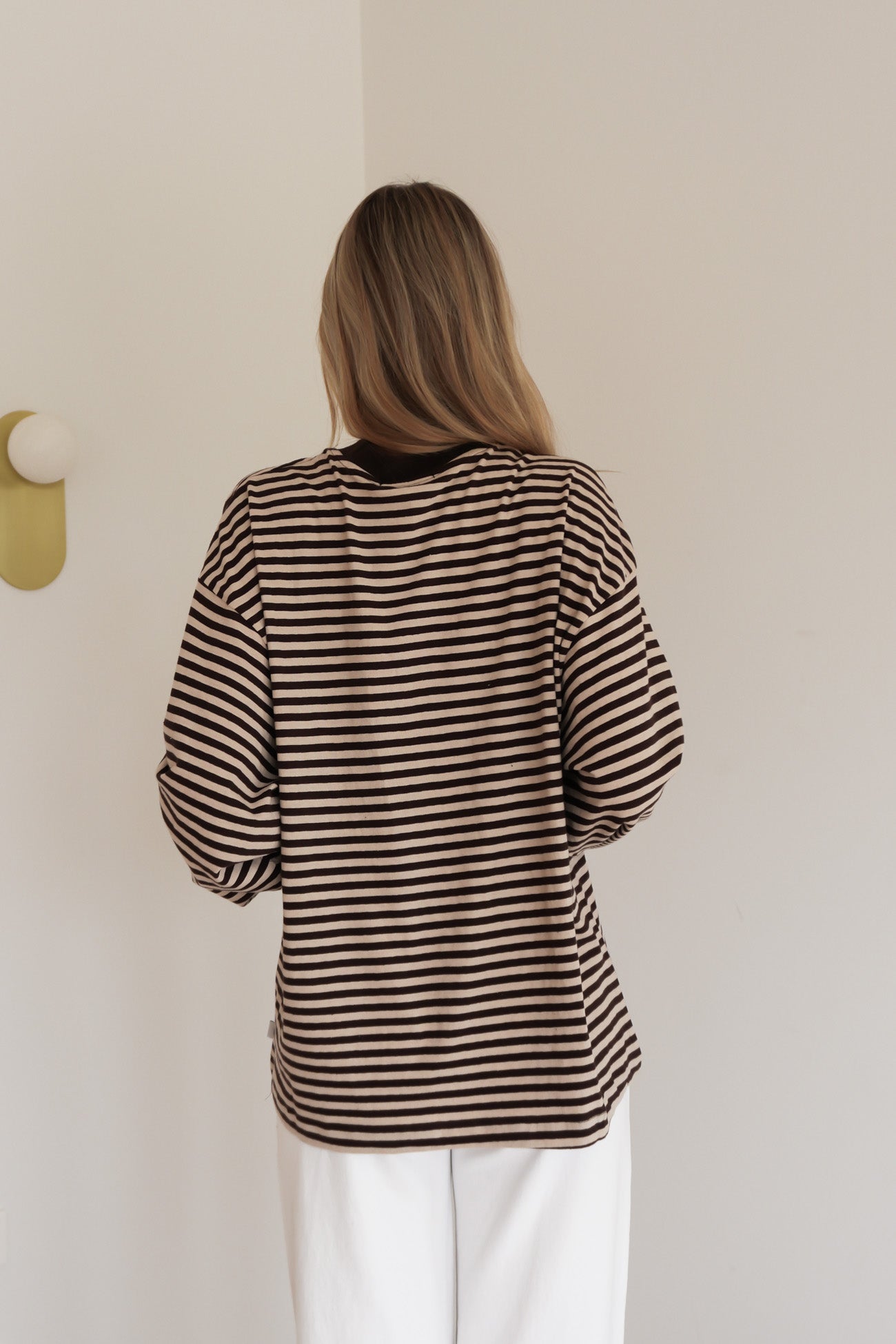 Paloma Long Sleeve Stripe Tee Brown