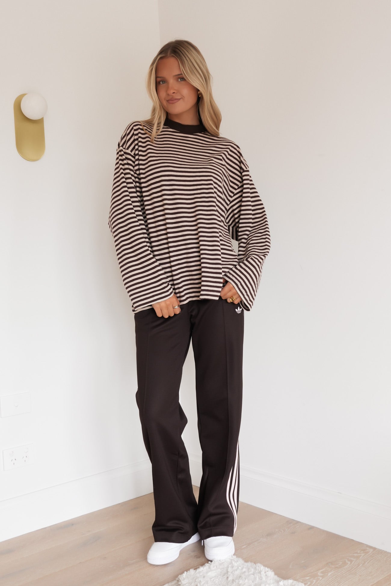 Paloma Long Sleeve Stripe Tee Brown