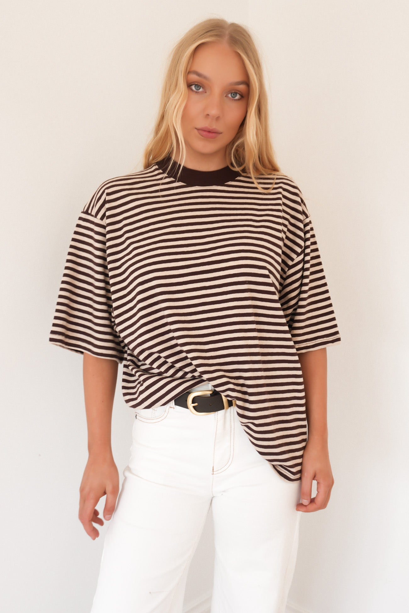 Paloma Oversized Stripe Tee Brown