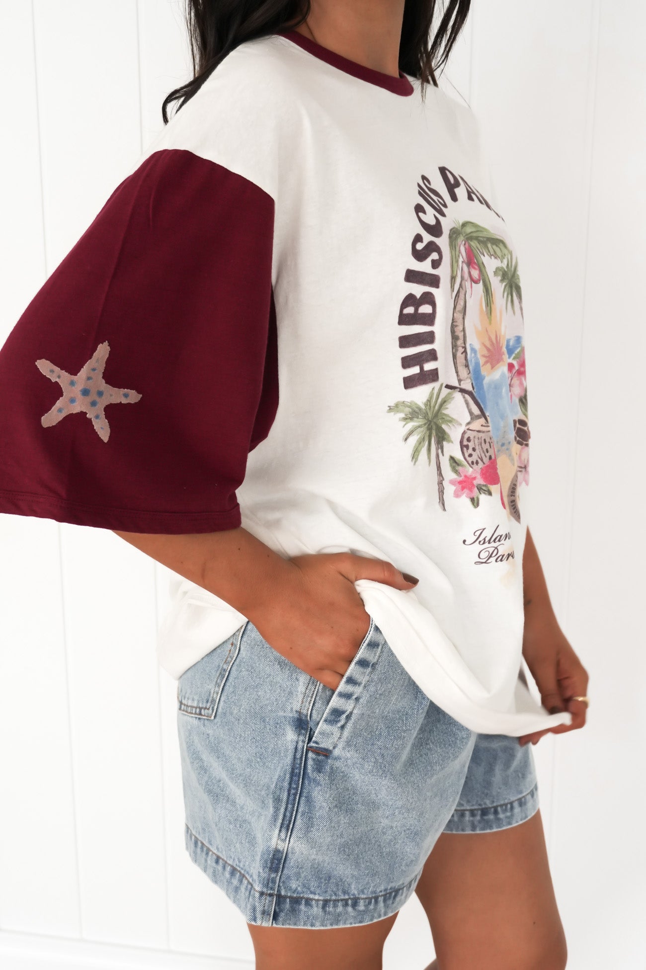Paradise Oversized Tee Wine