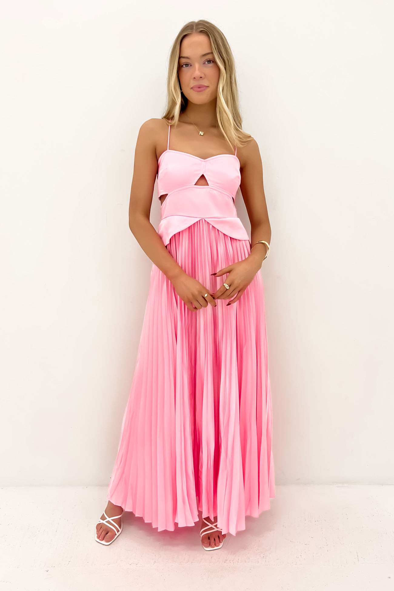 parker pleated maxi dress Parker Maxi Dress Pink