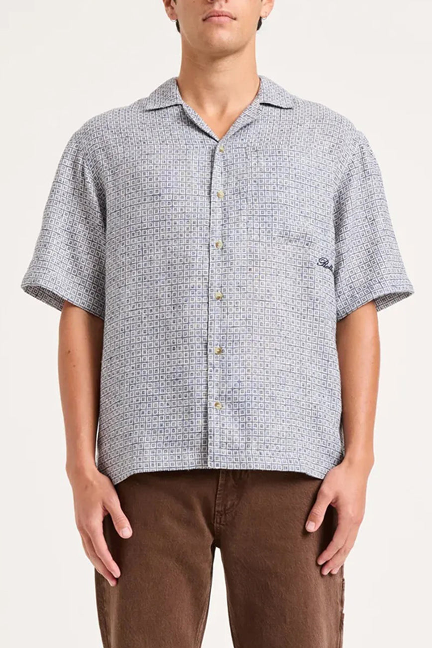 Pattern Bowler Shirt Blue