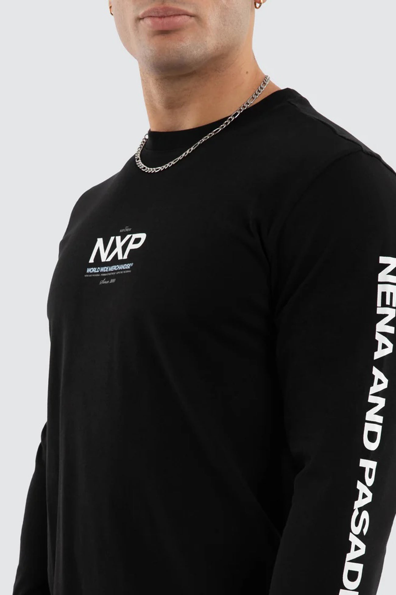 Peak Dual Curved Long Sleeve Tee Jet Black