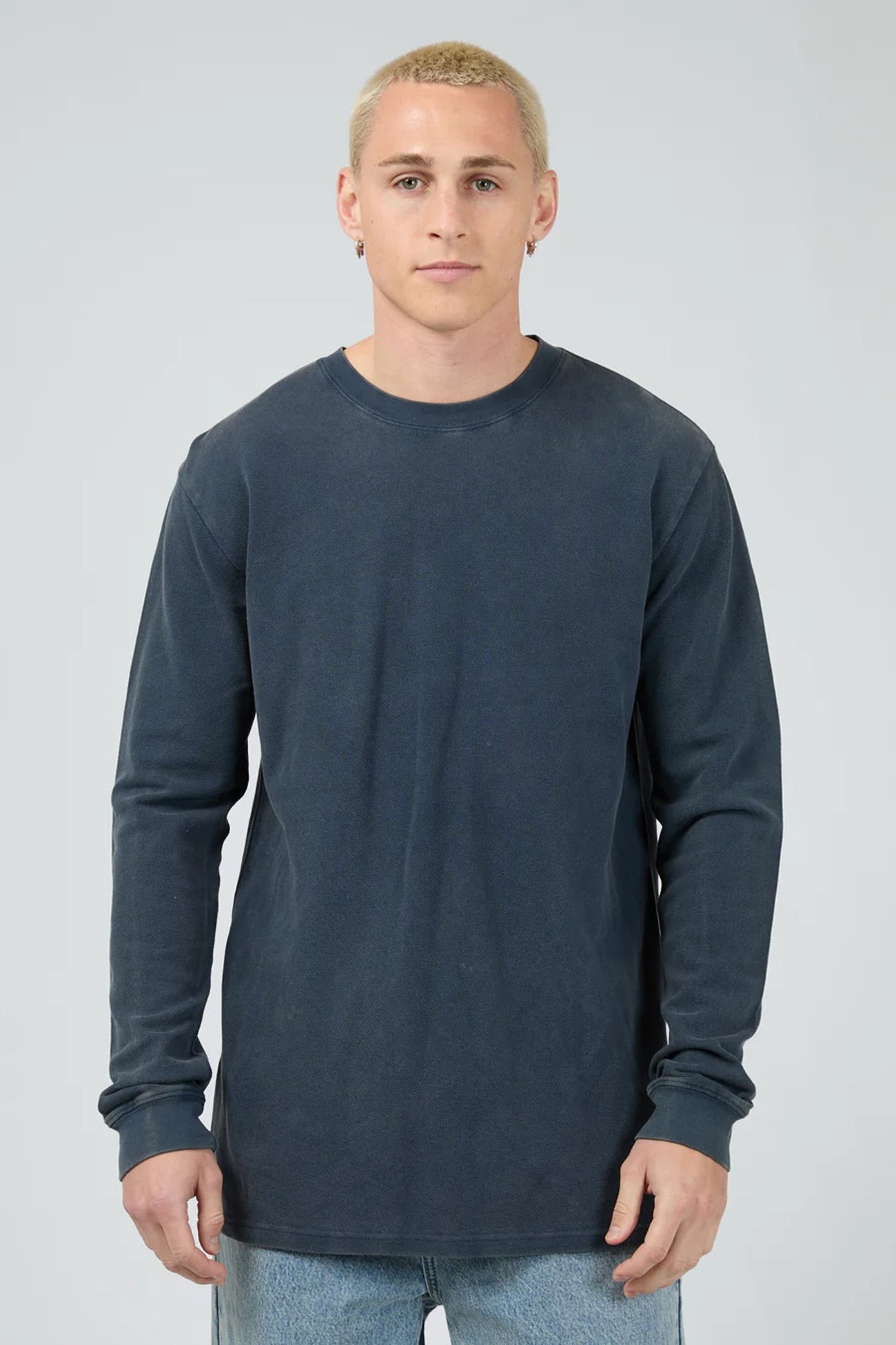 Pique Long Sleeve Tee Navy