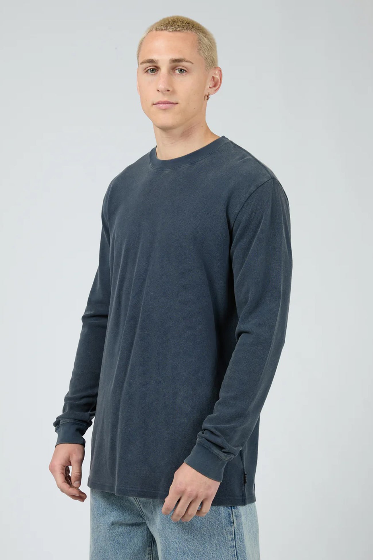 Pique Long Sleeve Tee Navy