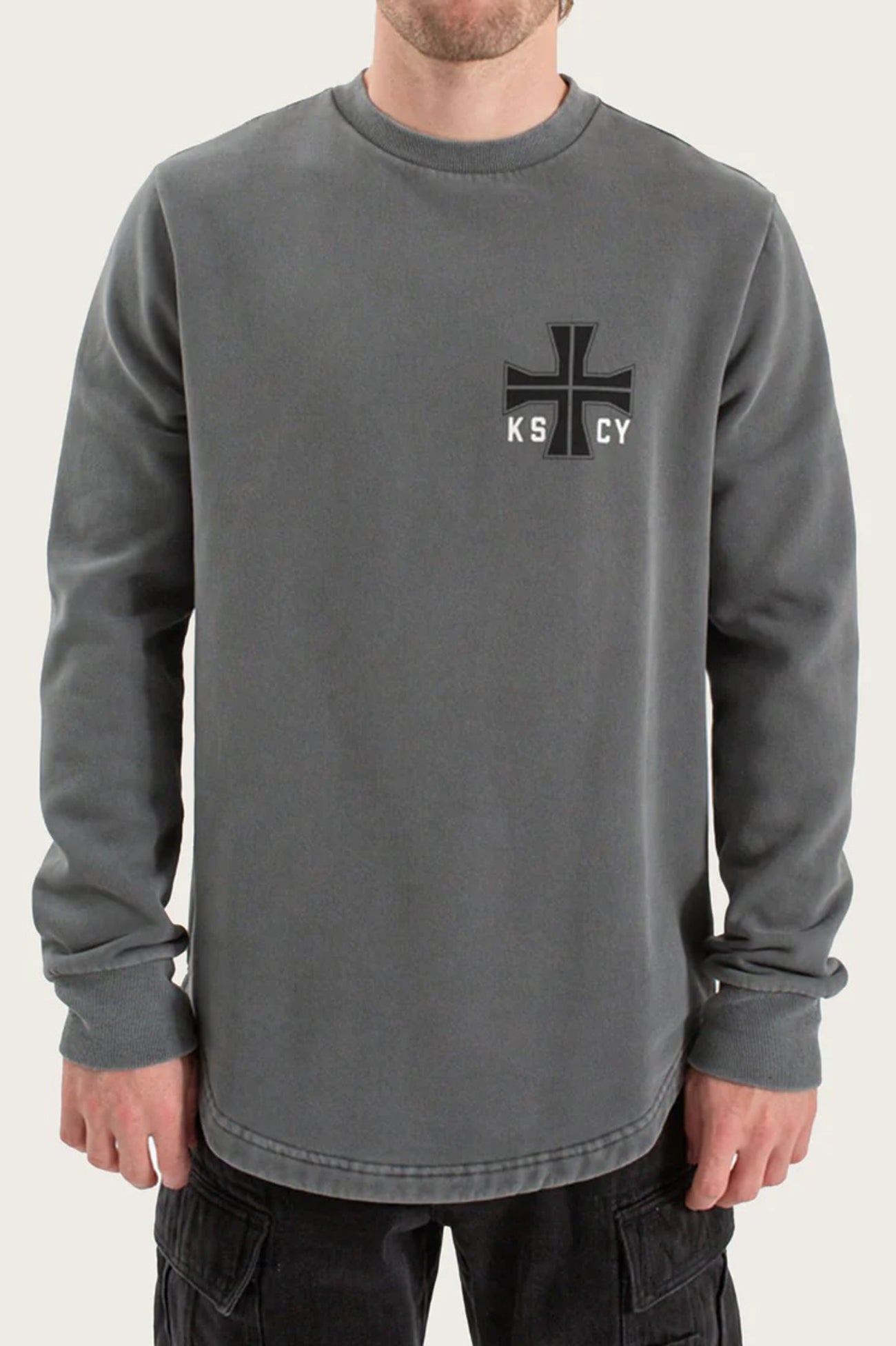 Plaza Dual Curved Sweater Pigment Charcoal f