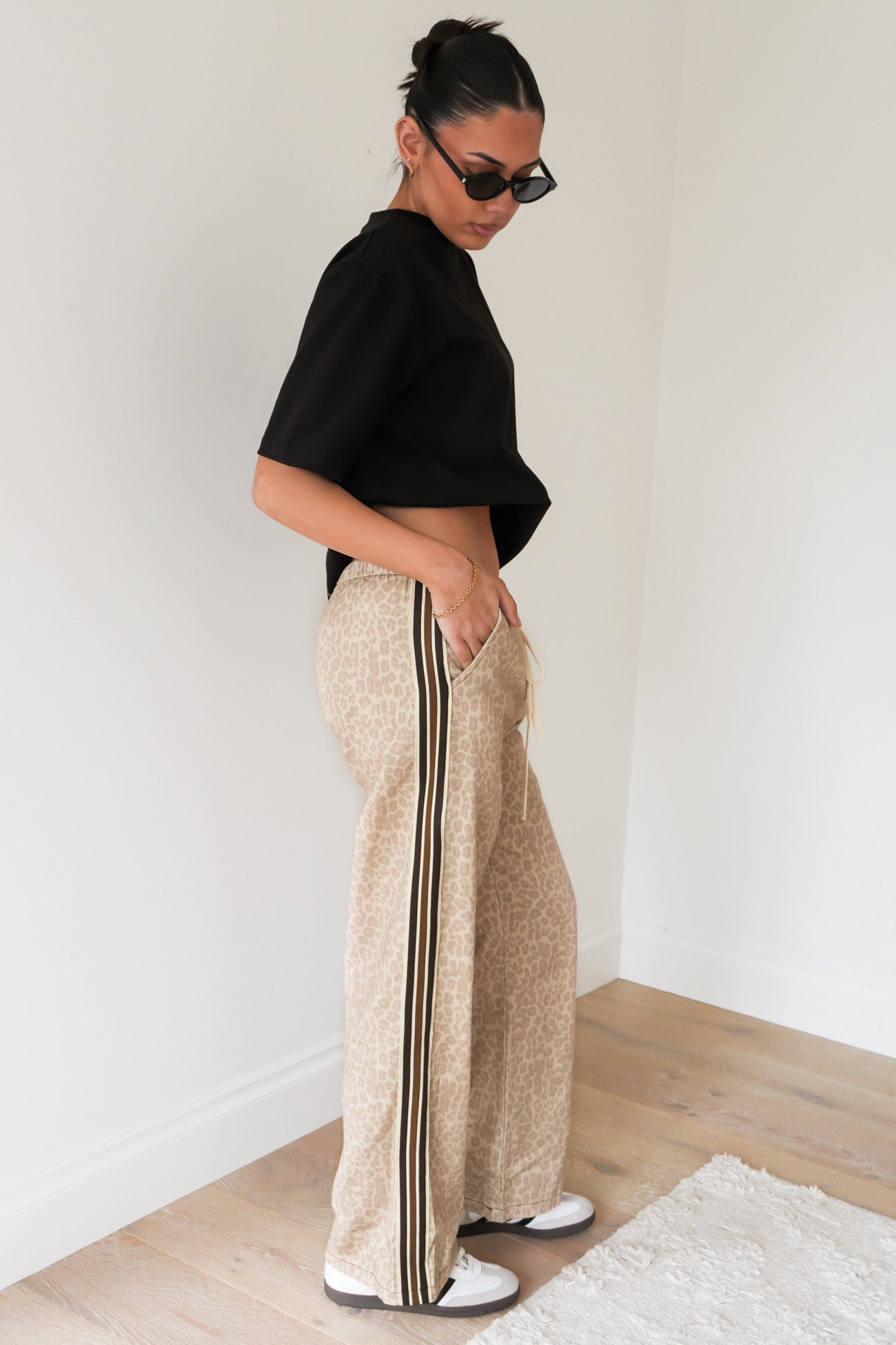 Portland Denim Pant Beige Leopard