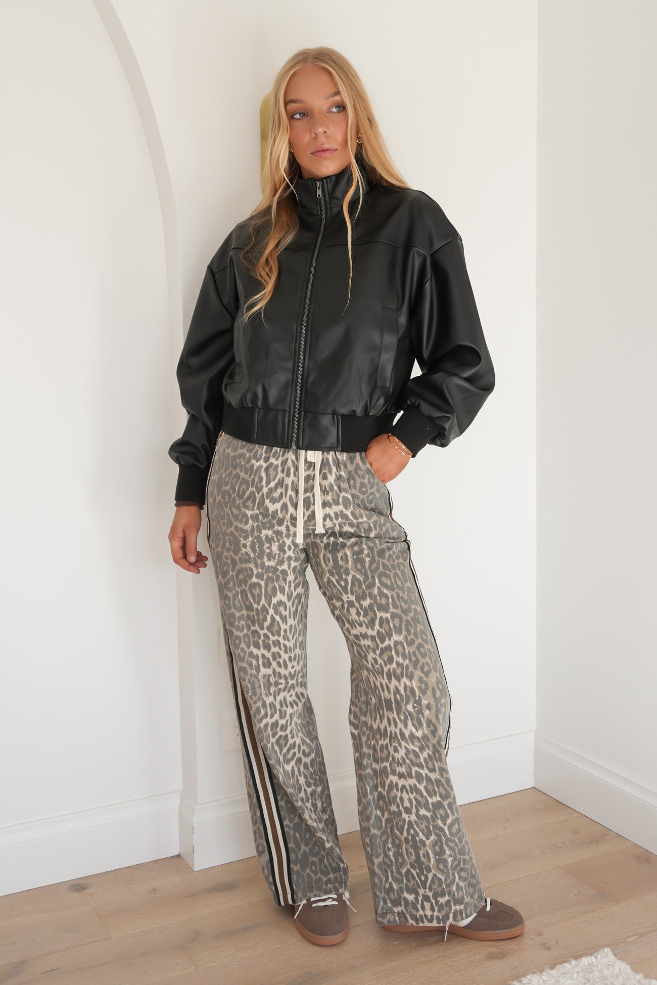 Portland Denim Pant Leopard Chocolate