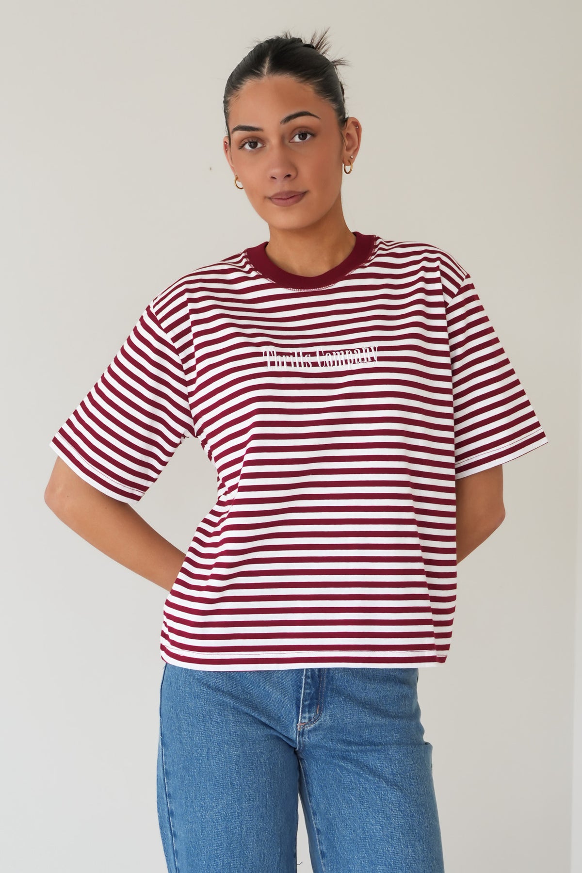 Primitive Stripe Square Tee Sour Cherry Stripe