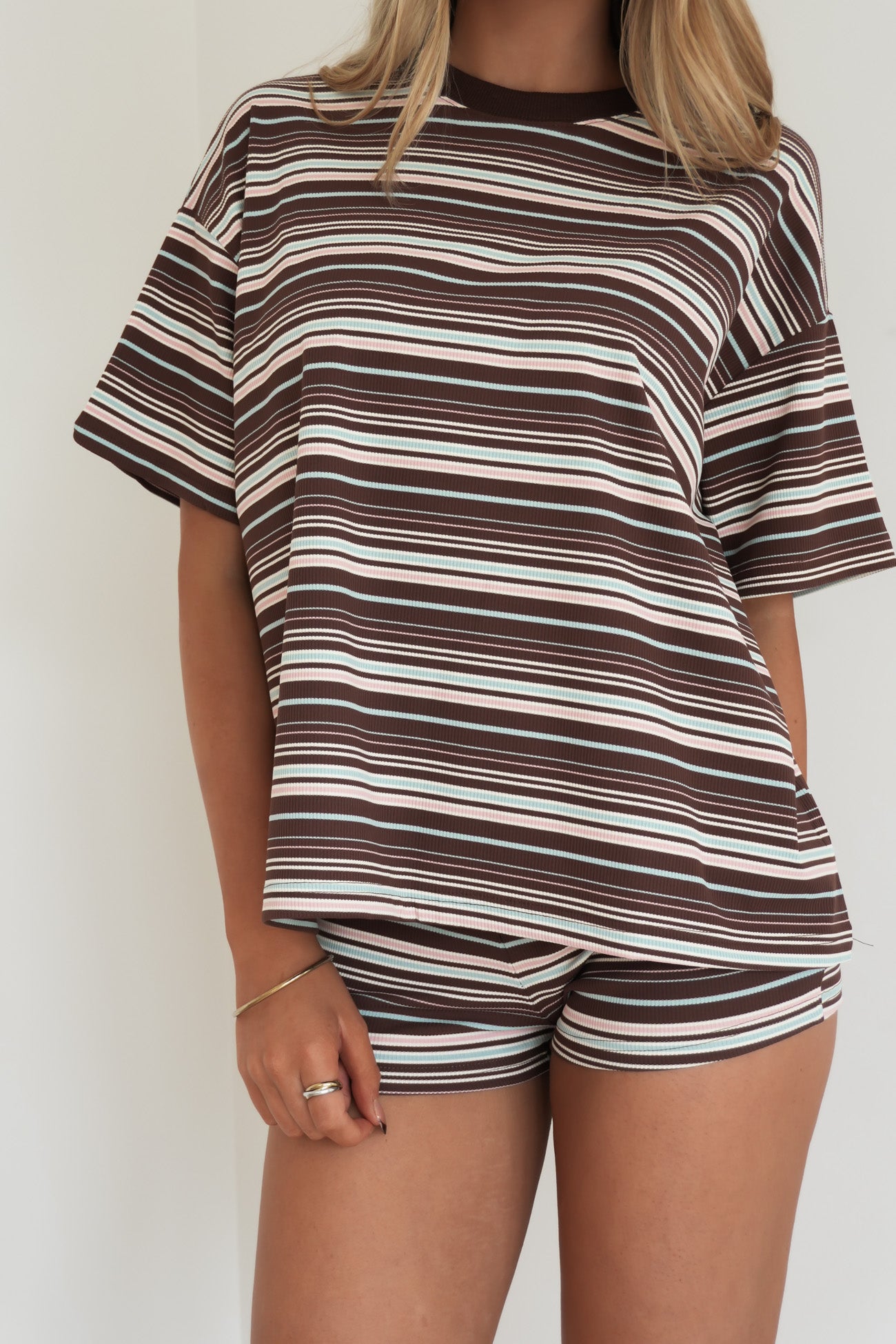 Rae Set Chocolate Pink Stripe