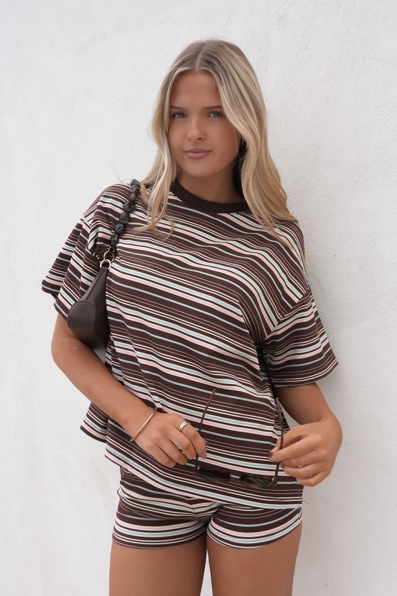 Rae Set Chocolate Pink Stripe