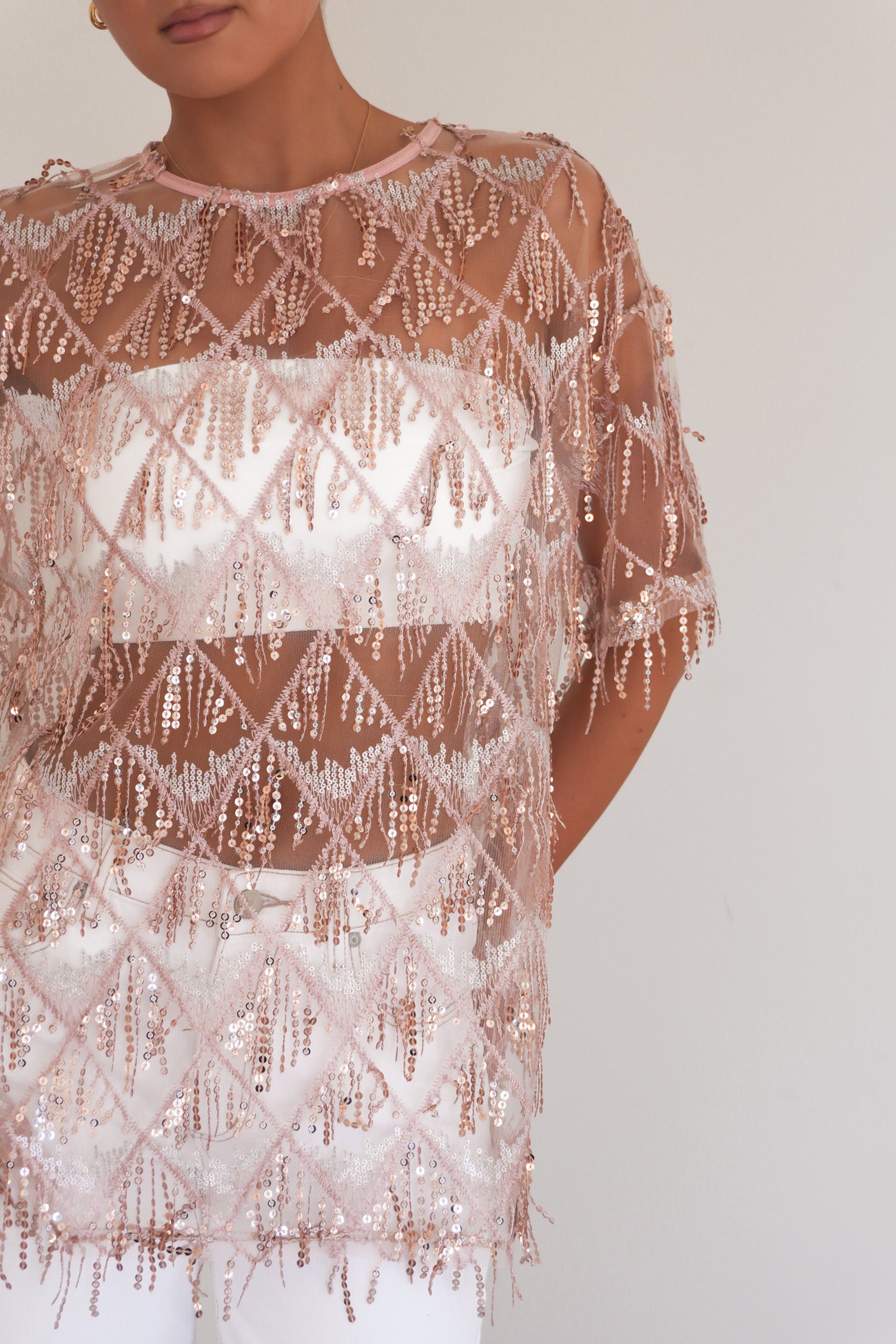 Raven Sequin Tee Pink