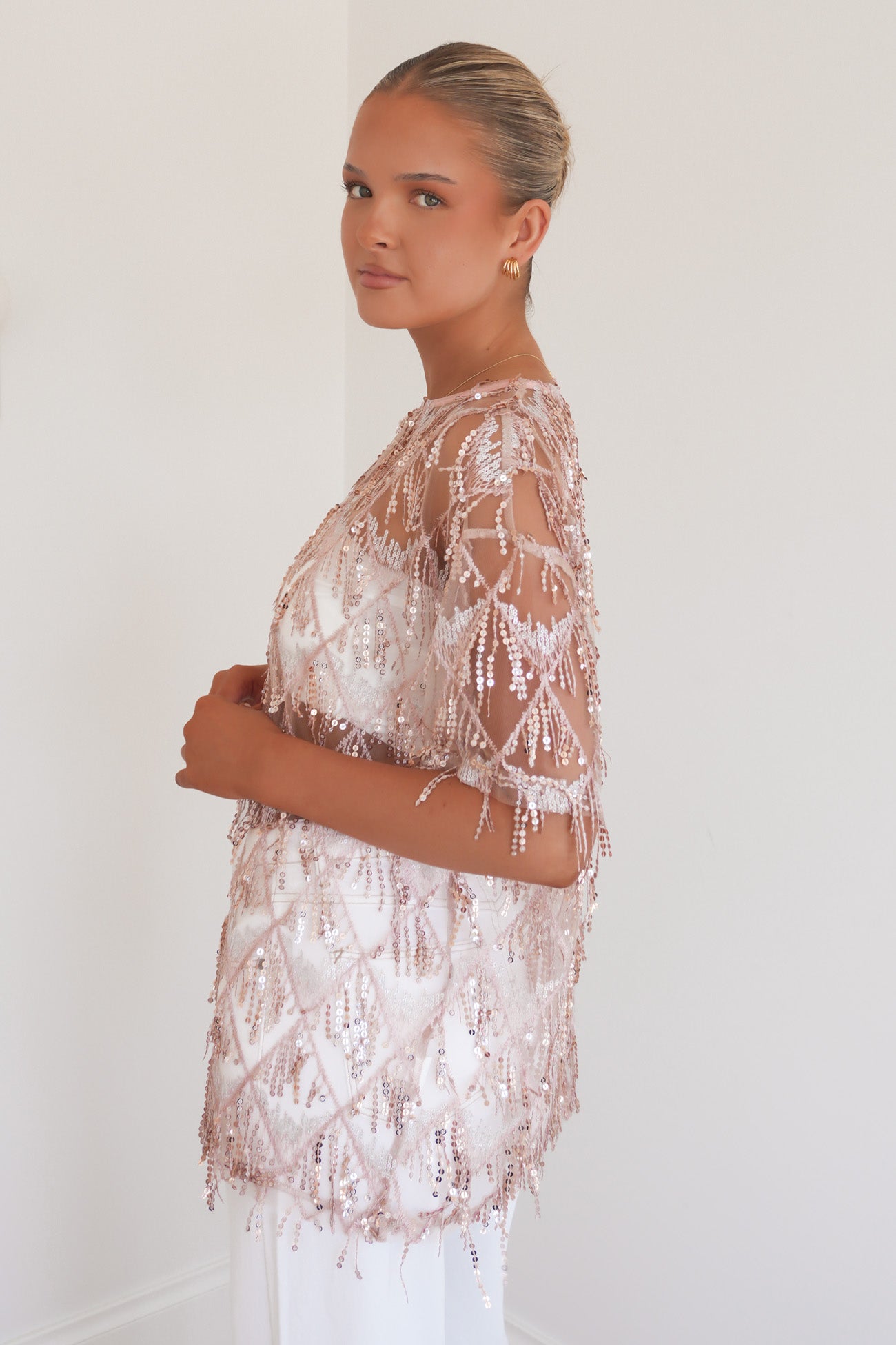 Raven Sequin Tee Pink