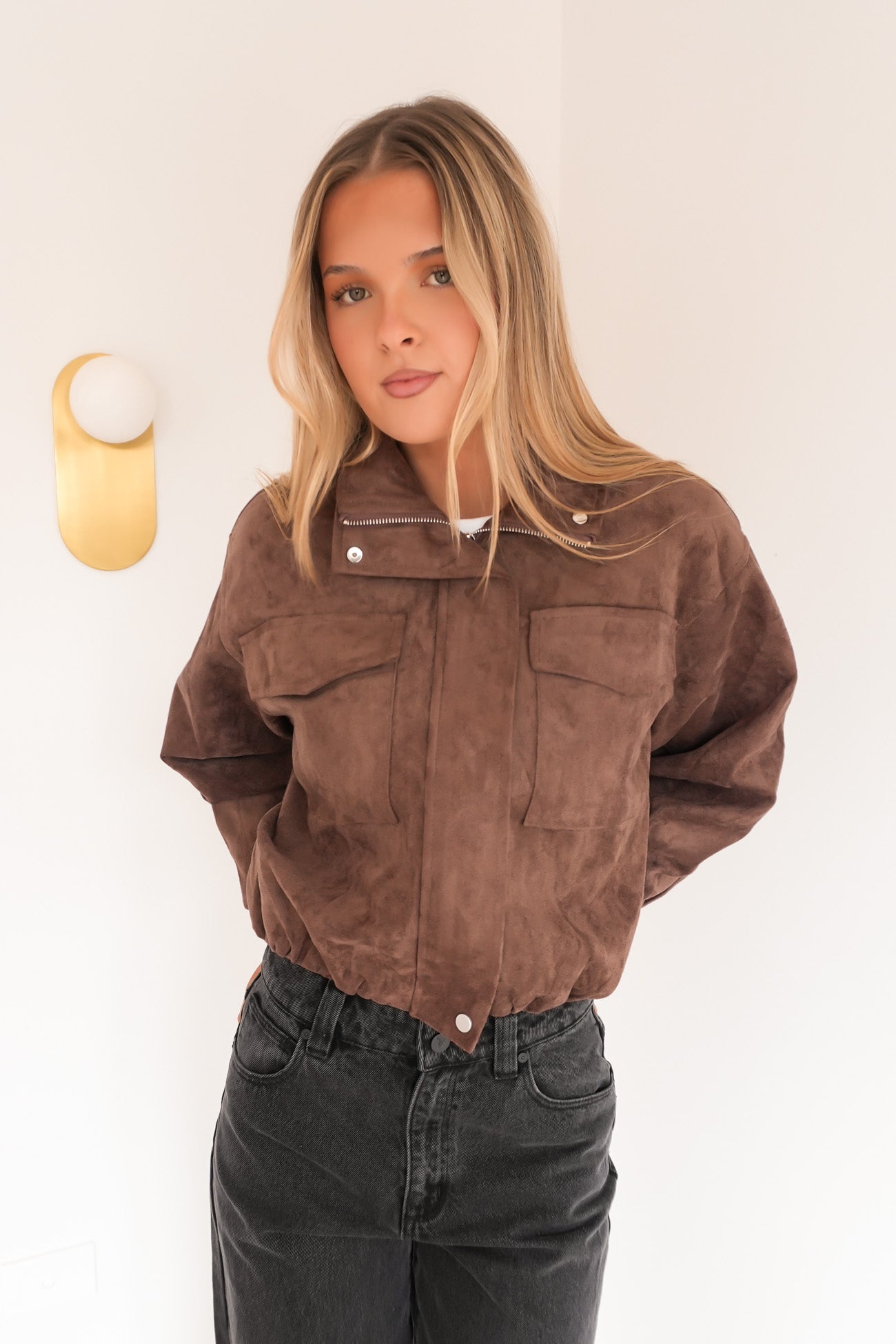 Reanne Faux Suede Bomber Chocolate