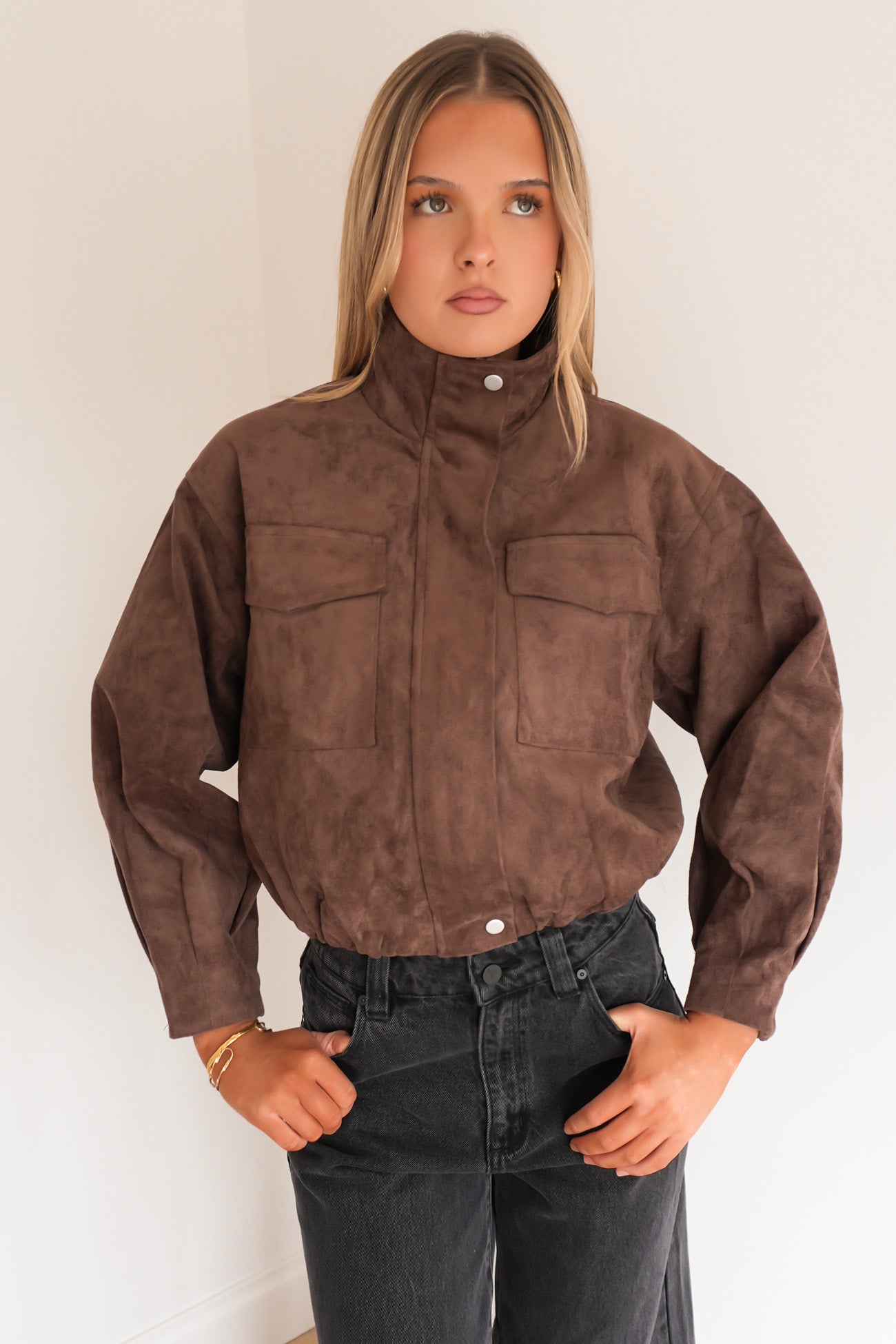 Reanne Faux Suede Bomber Chocolate