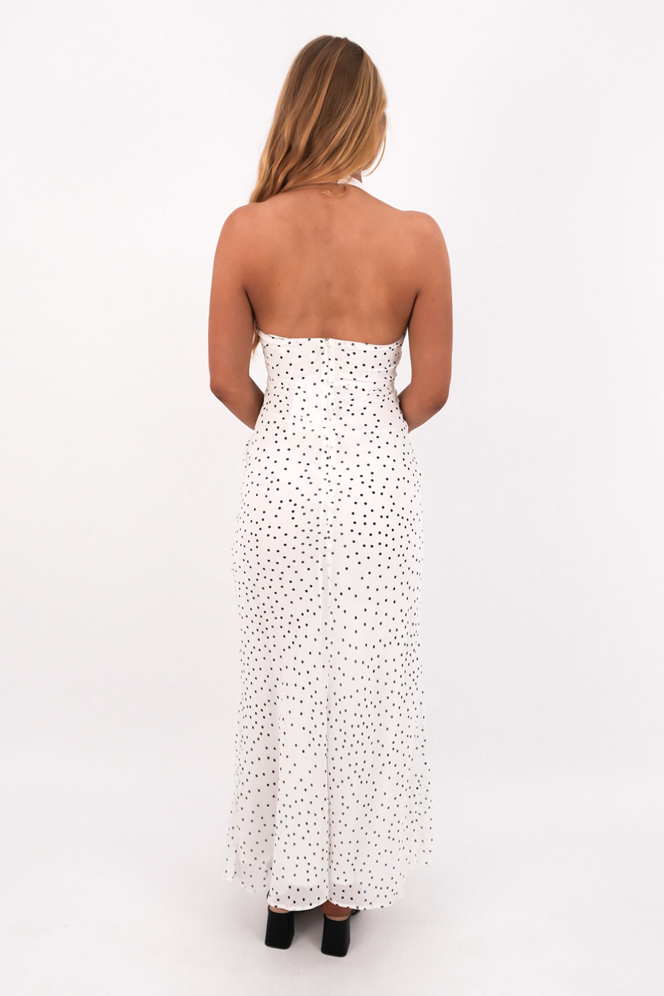 Reed Maxi Dress White Polka Dot