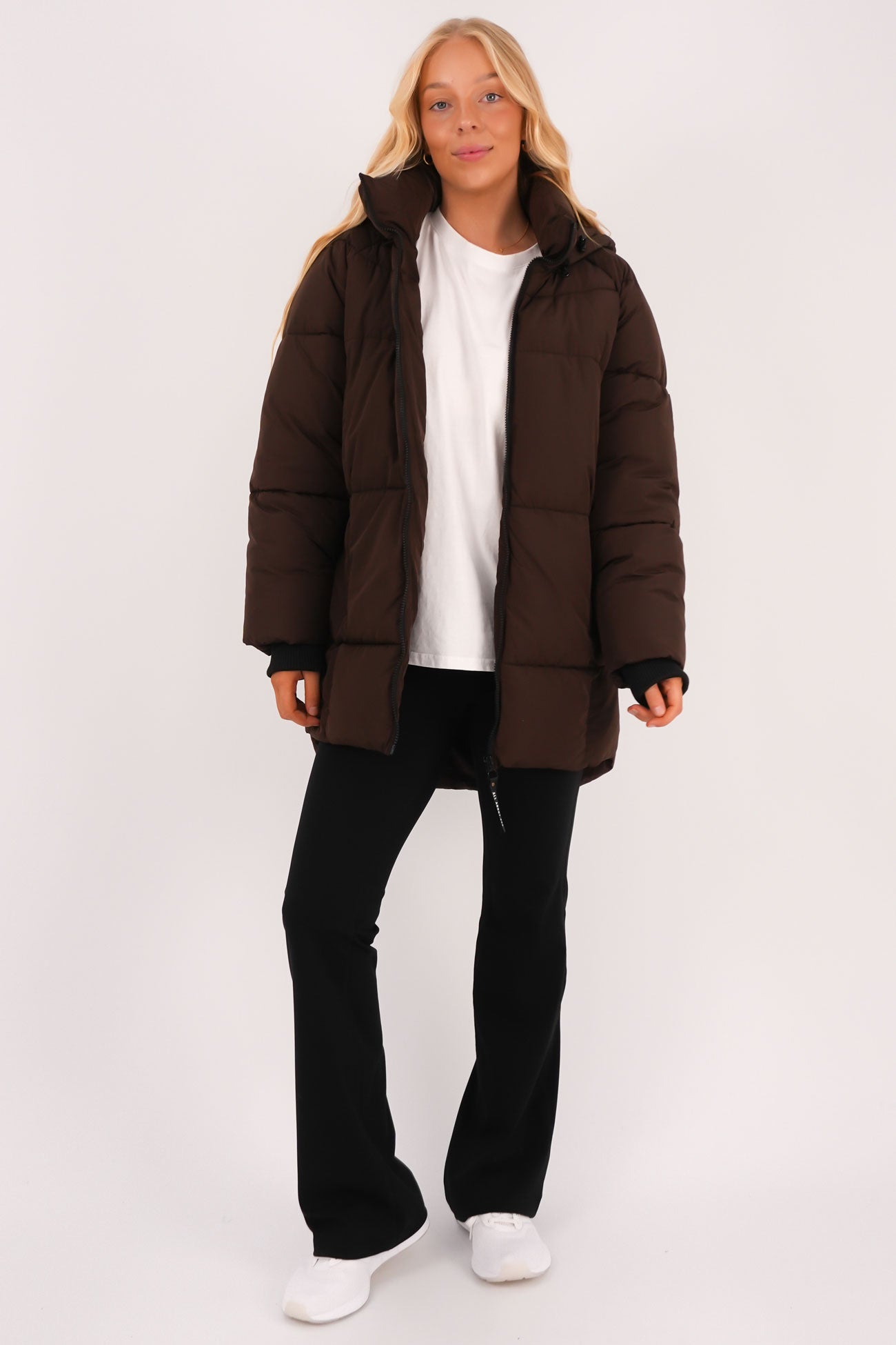 Remi Luxe Midi Puffer Brown