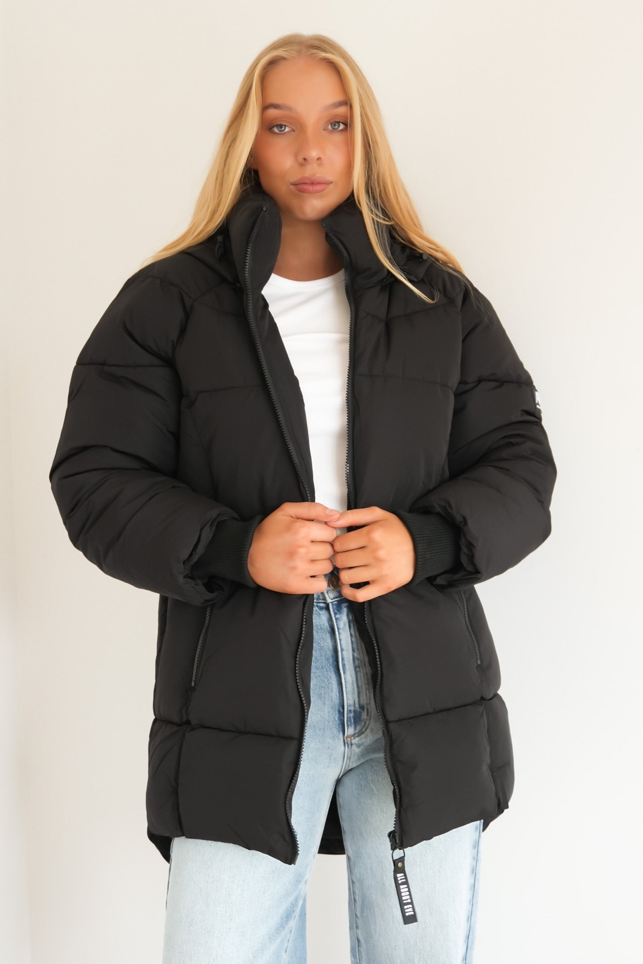 Remi Luxe Midi Puffer Black